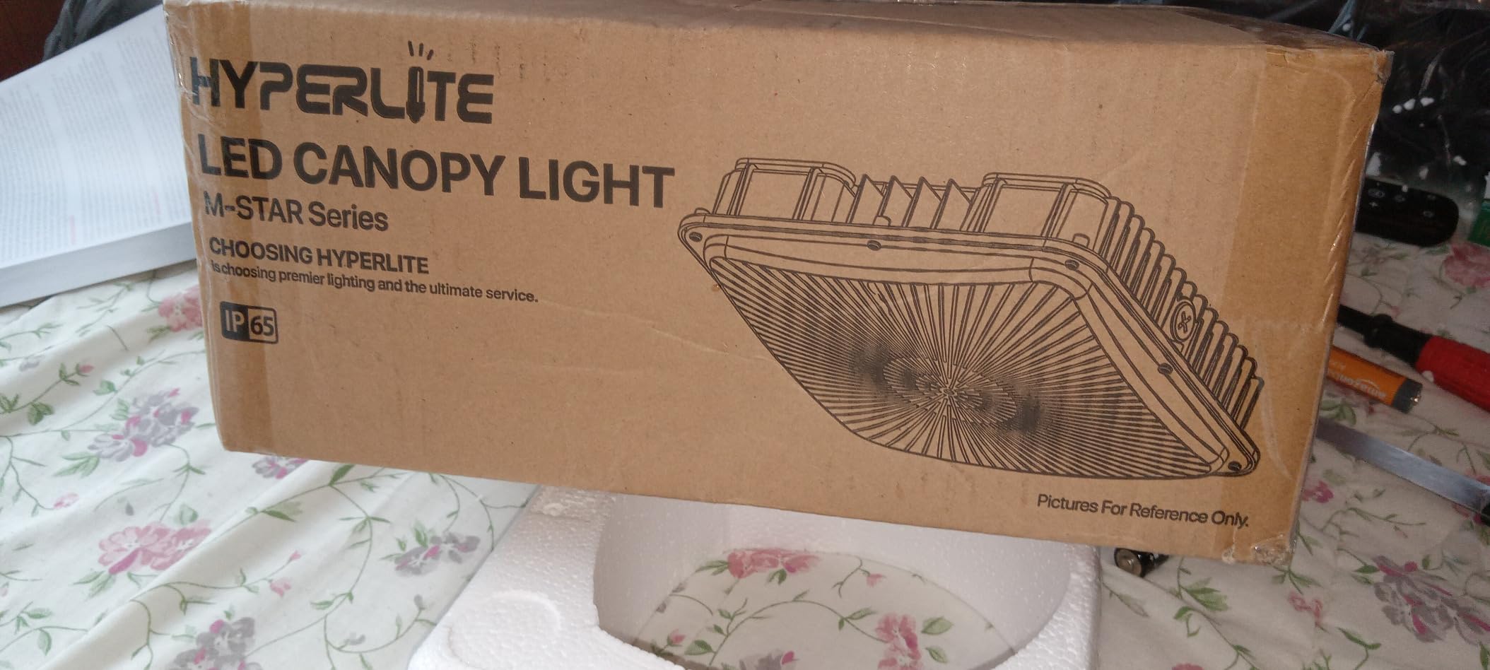 HYPERLITE 100W Canopy LED Lights: 14000LM 1-Pack IP65 Commercial Gas Station Lighting - Square Aluminum Industrial Heat Dissipation for Parking Garage Carport customer photo 2