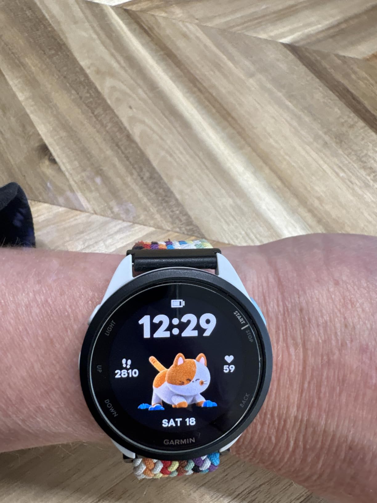 Garmin Forerunner 165, Running Smartwatch, 43mm, Whitestone customer photo 1