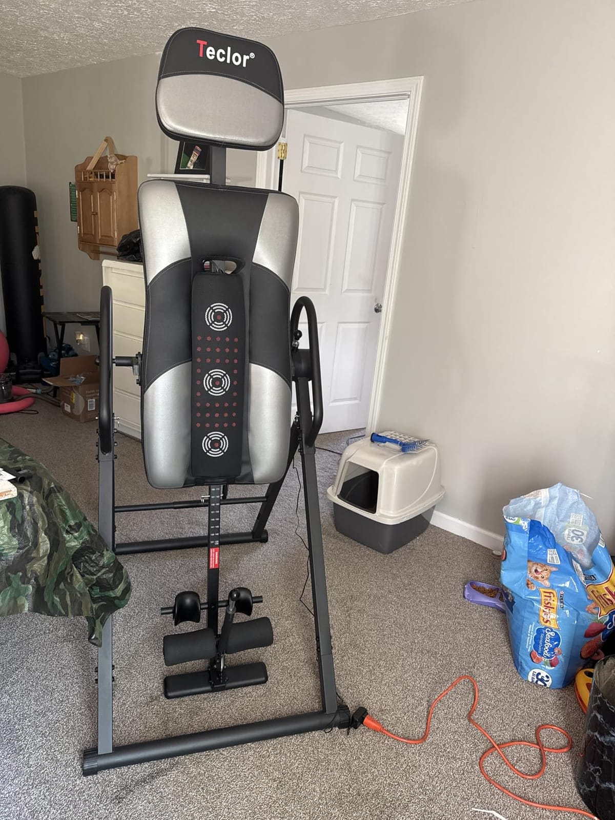 Teclor Inversion Table, Advanced Heat and Massage Function, Strength Training Inversion Table for Back Pain Relief, Heavy Duty Inversion Table 350 lbs Capacity with Wider and Thickened Backrest customer photo 2