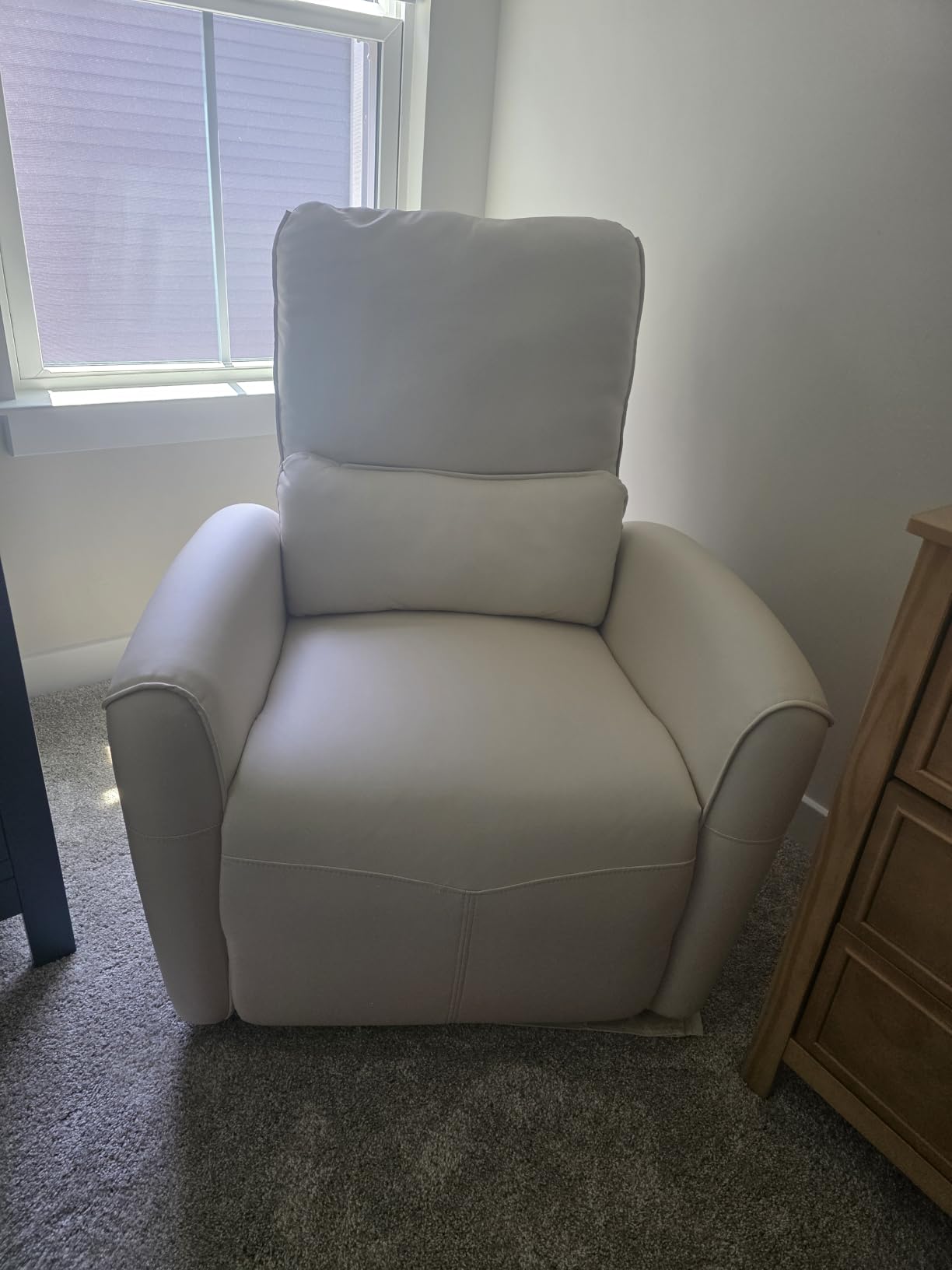 Bonzy Home Power Swivel Rocker Recliner Chair with USB Port, 23.2 Wide Seat, Fixed Lumbar Support, Upholstered Glider Chair for Nursery Living Room, Brown customer photo 2