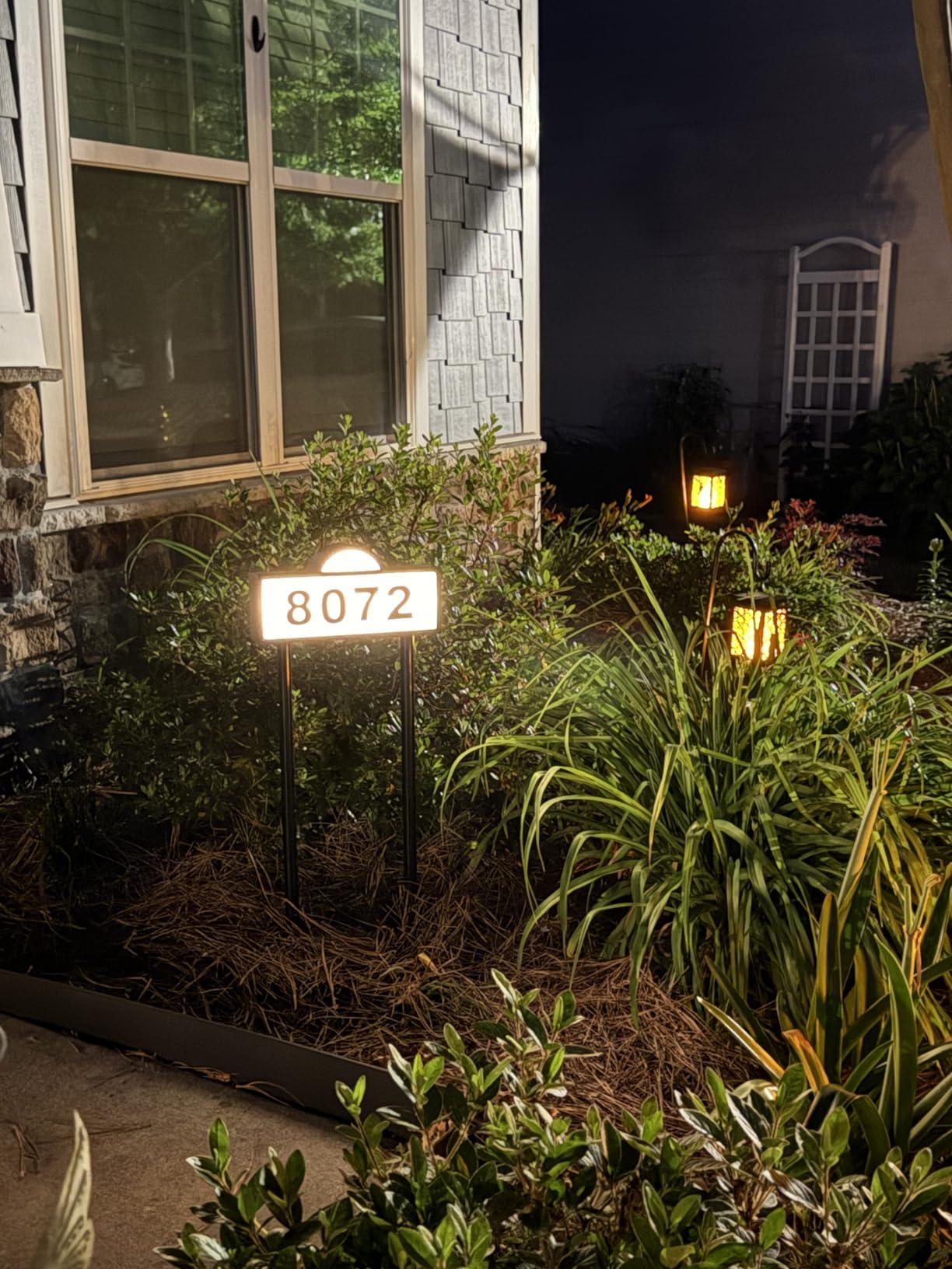 Solar House Numbers for Outside, 45 LED Lighted Address Sign for House Yard, 39inch Tall In Ground & Wall Mount, IP65 Waterproof Solar Powered Address Sign with Cool White or Warm White(Black) customer photo 2