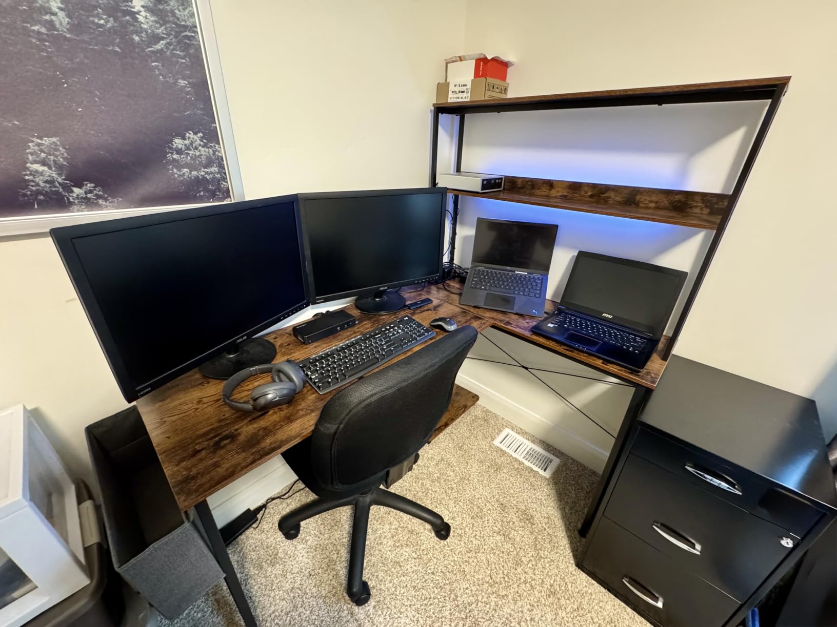 AODK L Shaped Desk Gaming Desk with LED Light & Power Outlet customer photo 2