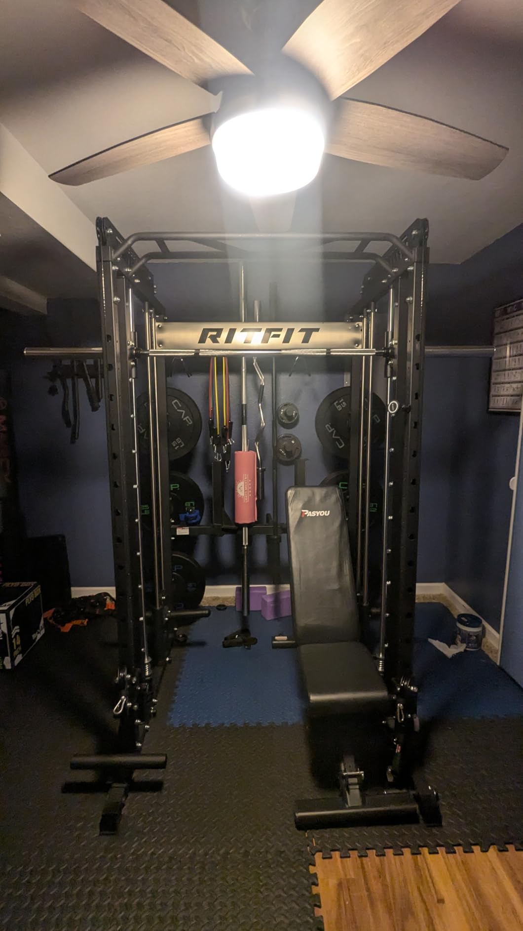 M1 Pro Smith Machine, Squat Rack with LAT Pull Down Bar & Cable Crossover System Home Gym Equipment customer photo 2