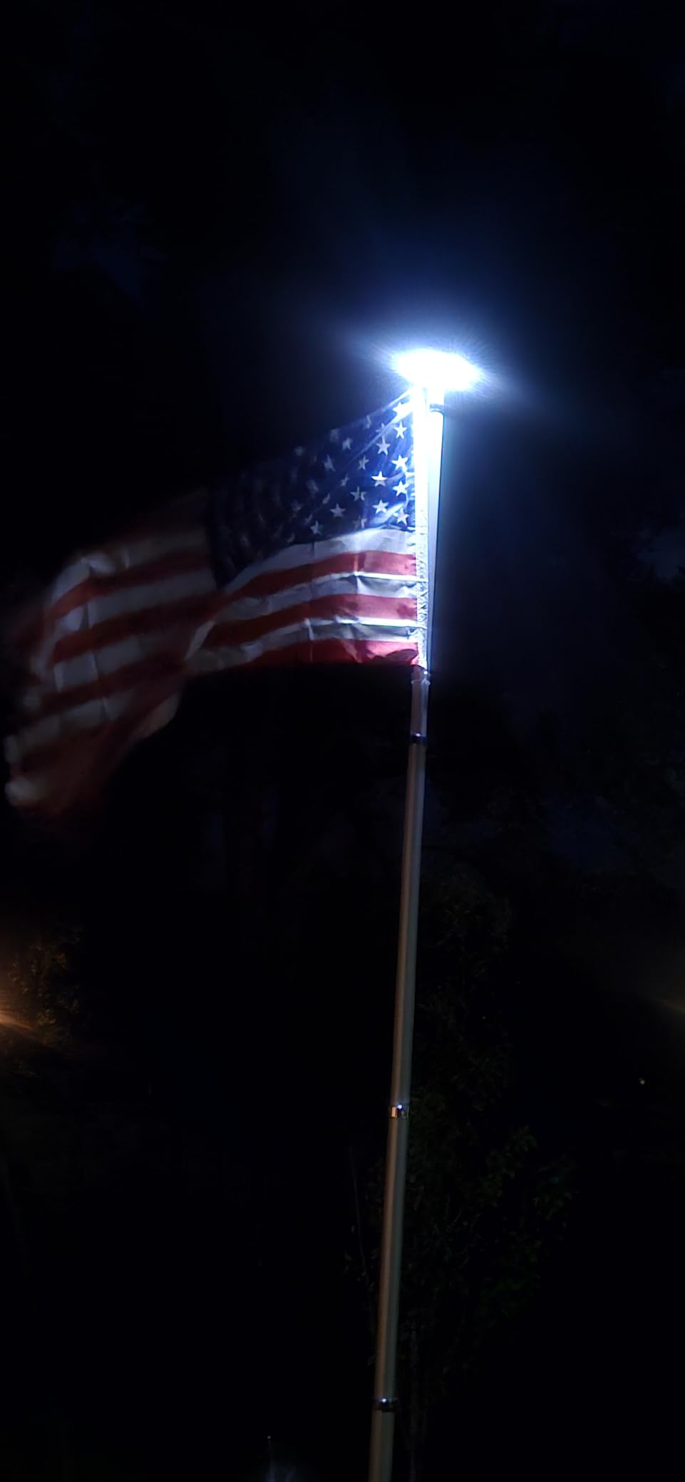Deluxe Solar Powered Flag Pole Light, Silver | Outdoor Waterproof LED Lamp, 26 LEDs, 1300 Lumens, 100% Coverage for Outdoor American Flags customer photo 2