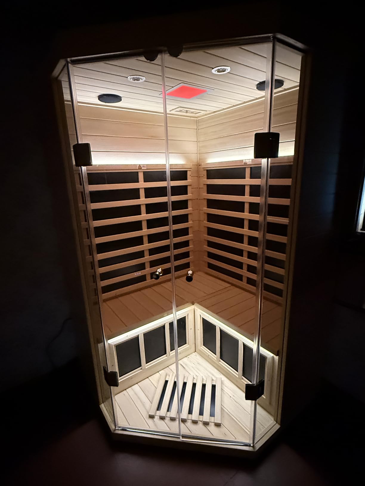 Smart Indoor Home Sauna 0-5mG Ultra Low EMF Far Infrared Sauna 2-3 Person, 1520W Hemlock Wooden Sauna Room with APP & LCD Control Panel, Bluetooth Speaker, Chromotherapy Lights, Thermal Cover customer photo 2