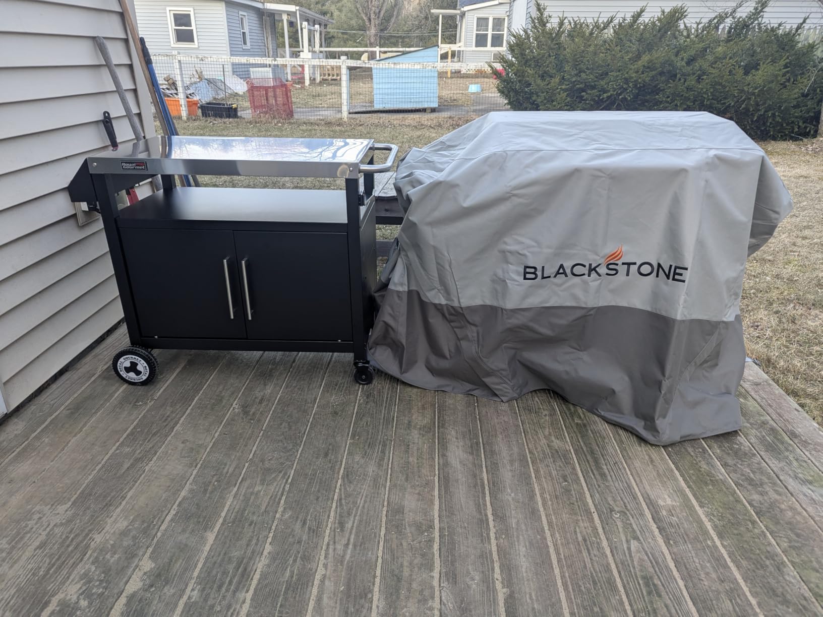 Outdoor Grill Cart with Wheels, Movable Kitchen Island with Storage Cabinet for BBQ, Stainless Steel Dining Cart Table for Food Prep, Black, PC3403S-SC customer photo 2