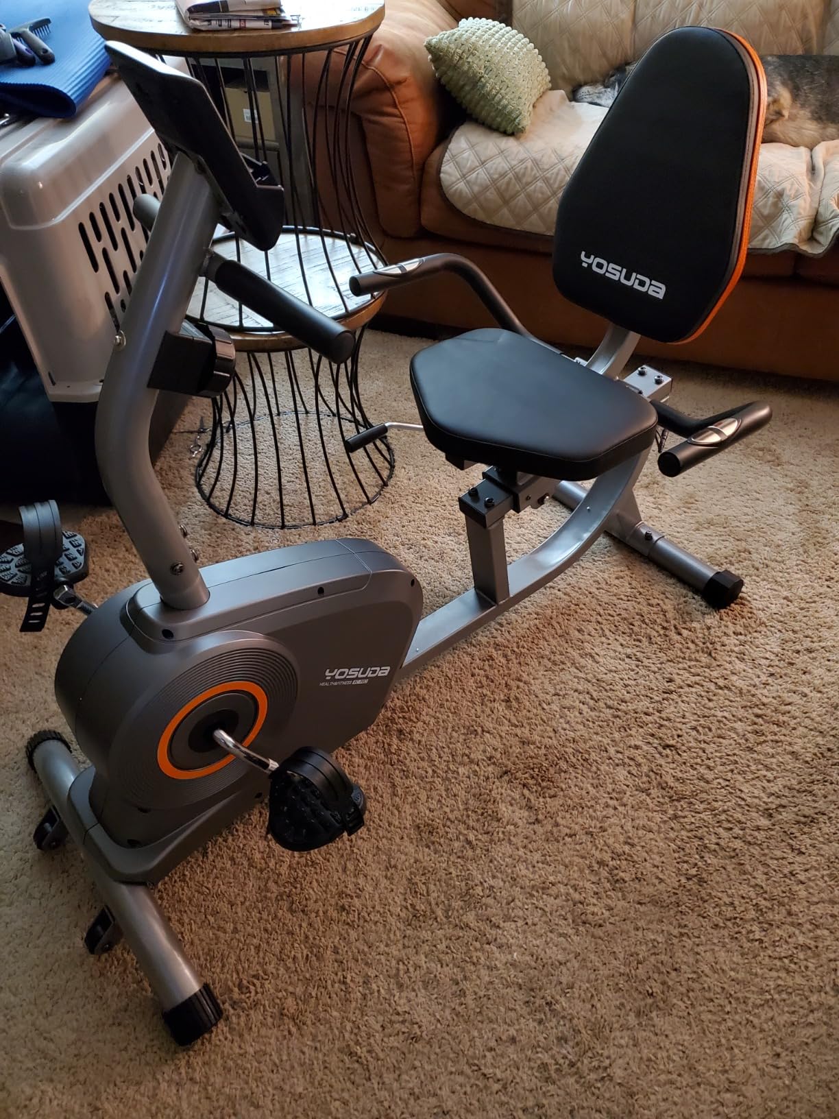 YOSUDA Recumbent Exercise Bike for Home, Magnetic Staionary Bike for Seniors/Adults with Adjustable Seat, 350LB Capacity, 16-level Resistance, LCD Monitor & Pulse Sensors customer photo 1