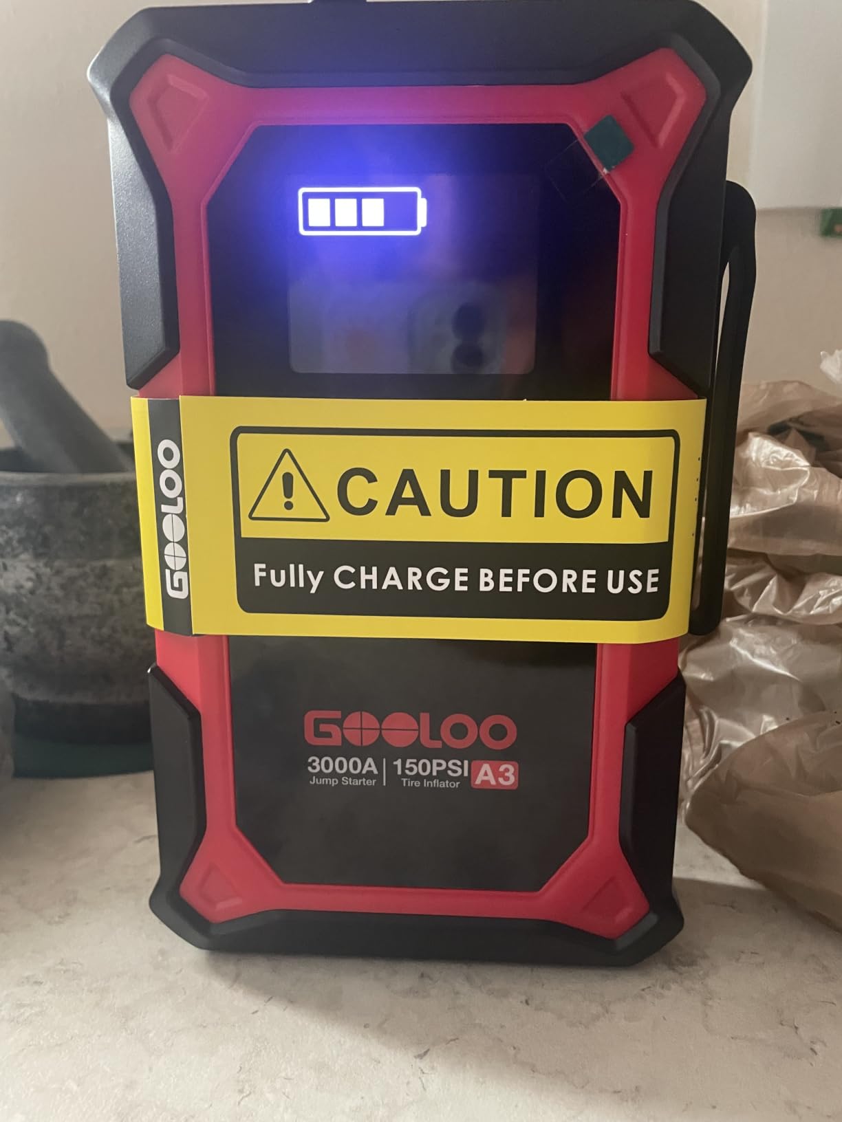 GOOLOO A3 Jump Starter with Air Compressor, 3000A Portable Car Battery Booster (9.0 Gas/6.5L Diesel) with 150PSI Auto-Shutoff Tire Inflator, 12V Supersafe Lithium Jump Box Car Battery Jumper Starter customer photo 2