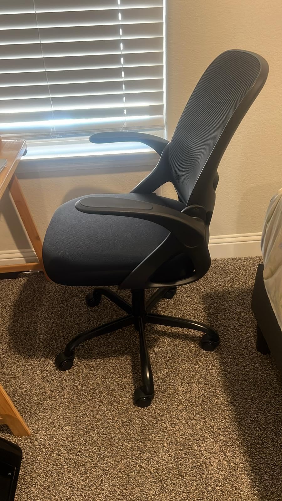 ORRSAKER Drafting Chair, Tall Office Chair with Flip-up Arms, Mesh Ergonomic Computer Standing Desk Chair with Adjustable Height Foot Ring and Lumbar Support, 300 LBS Capacity, Black customer photo 1