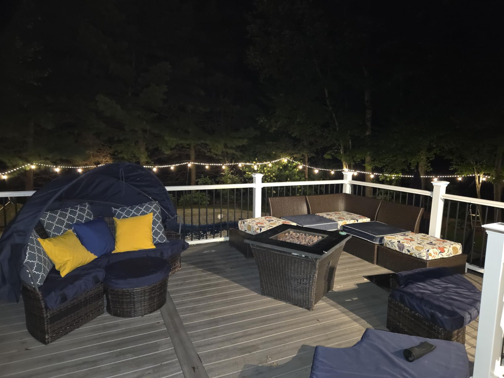 Outdoor String Lights With Lighted Tubing 48 ft, Commercial Grade String Lights with 16 (15+1spare) S14 Edison Bulbs & 144-LED Lighted Tubing, IP65 Waterproof Bistro Light for Patio, 2700K Warm White customer photo 1