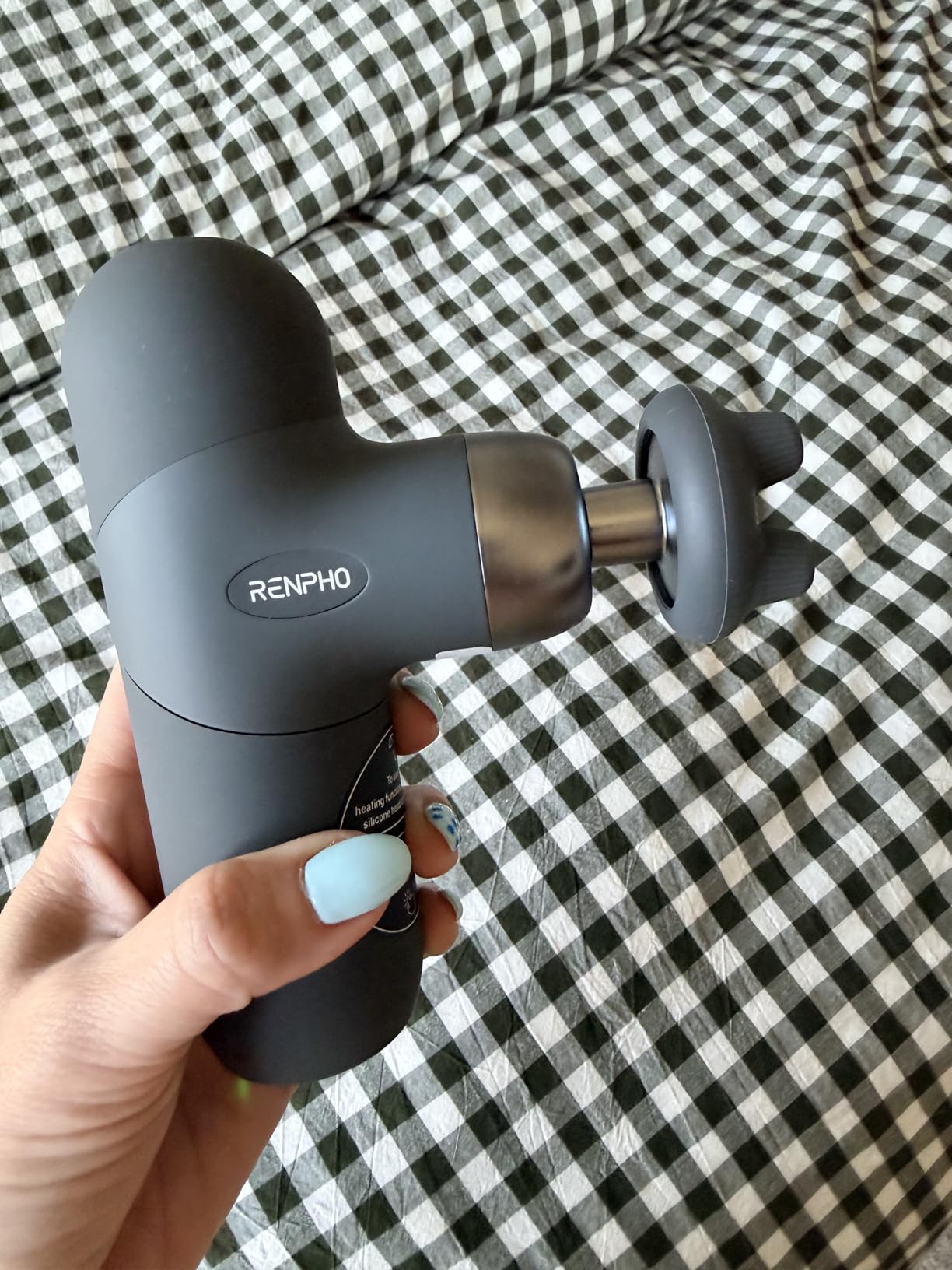 RENPHO Mini Thermal Massage Gun with Heat, Portable Deep Tissue Percussion Massager with 4 Heads for Neck & Back Comfort, Ultra-Quiet for Home, Office & Travel, Carry Case, Gifts for Men Women customer photo 2