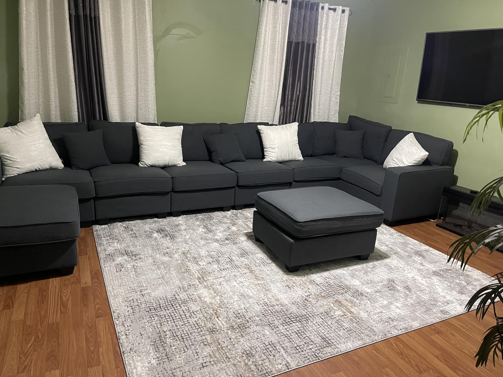 Legend Vansen Oversized Modular Sectional Sofa,U/L-Shaped Reversible Couch with Ottoman,Deep Seat Plush Polyester Sofa for Living Room,8-Seater,Dark Grey customer photo 2