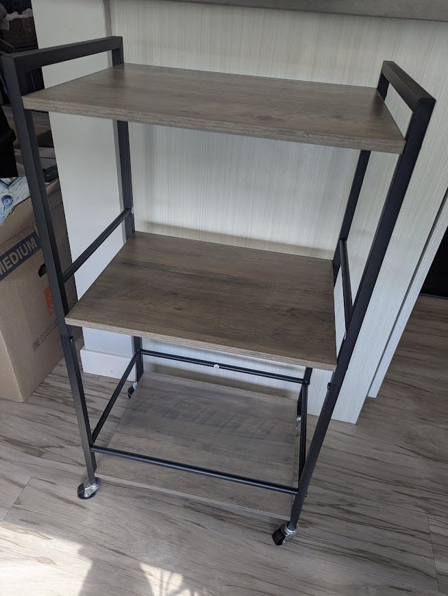 TUTOTAK Bar Cart with Wheels, Mini Drink Cart with Wine Rack & Glass Holder customer photo 2