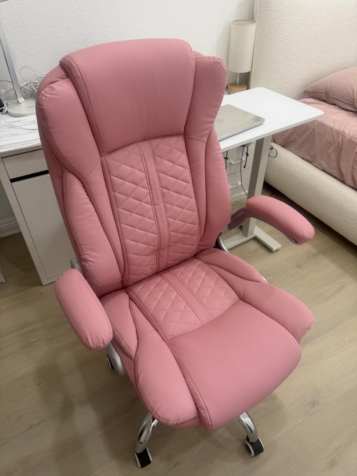 400lbs Executive Office Chair with Flip-Up Armrests, Big and Tall Computer Chair for Heavy People, Heavy Duty Ergonomic Comfy Chair, Breathable PU Leather (Black) customer photo 1