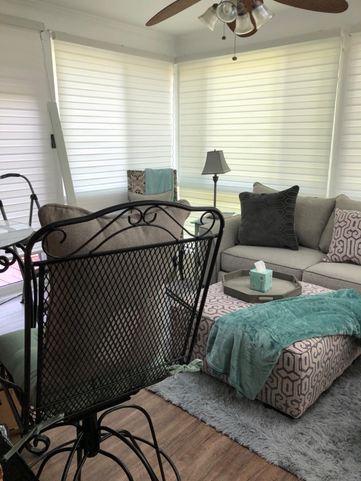 Yoolax Motorized Zebra Blinds with Remote, Light Filtering Smart Blinds | Works with Alexa, Google Home, Apple Home, Electric Dual Layer Shades for Windows Home Office, Privacy Control, Custom Size customer photo 1