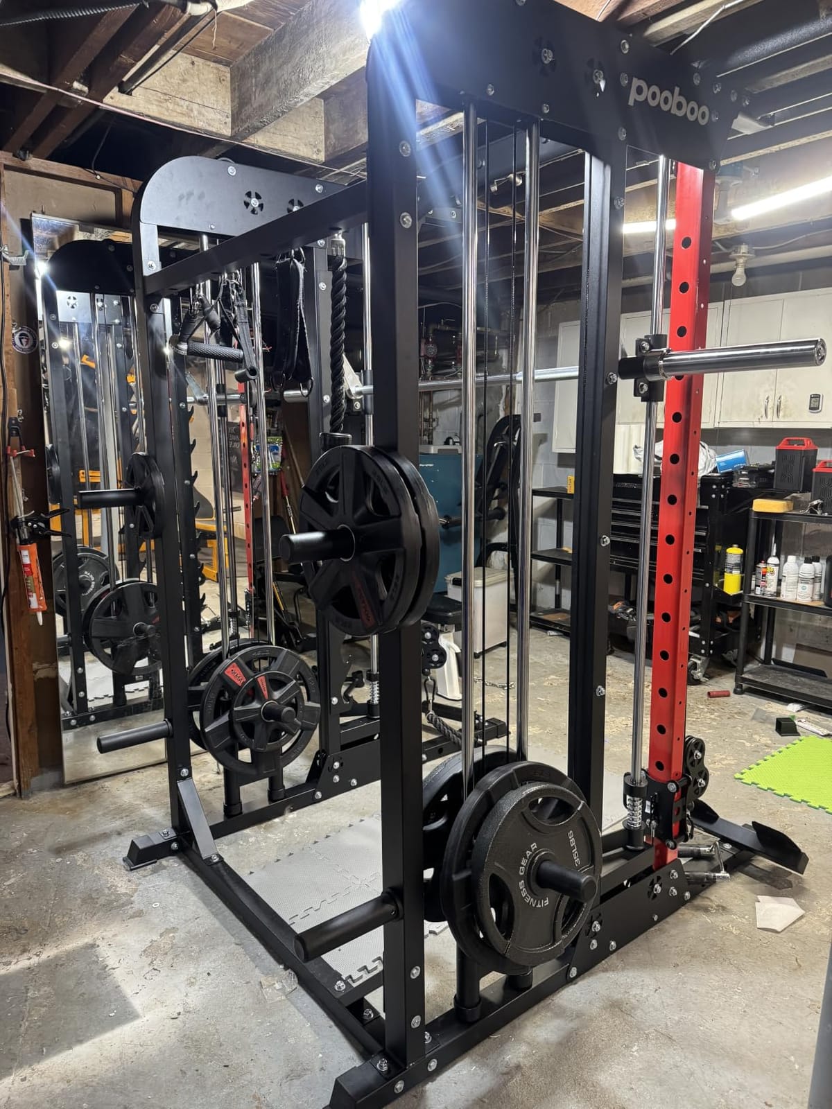 Power Cage Smith Machine with LAT Pull Down Bar and Cable Crossover System Home Gym Equipment customer photo 2