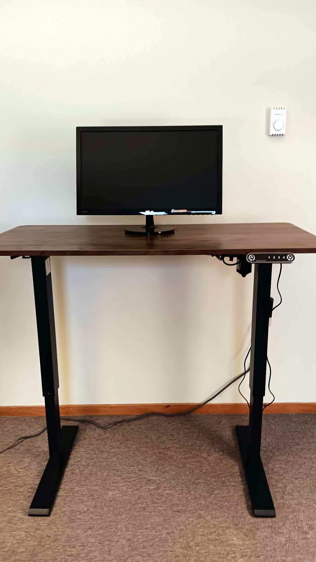 farexon Electric Standing Desk Adjustable Height, 71 x 28 Inch Sit Stand up Desk with Large Mouse Pad, Double Metal Hook,4 Wheels,4 Memory Preset Heights Home Office Computer Desk (Brown) customer photo 2