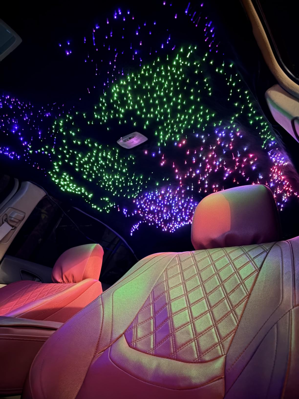 Starlight Headliner Light : Dual Color Effect with 1100pcs 13.1ft for Suvs | 32W,RGBW Changing Color, APP/Remote Control,Voice/Sound Activated,for home theater SUVs Truck customer photo 1