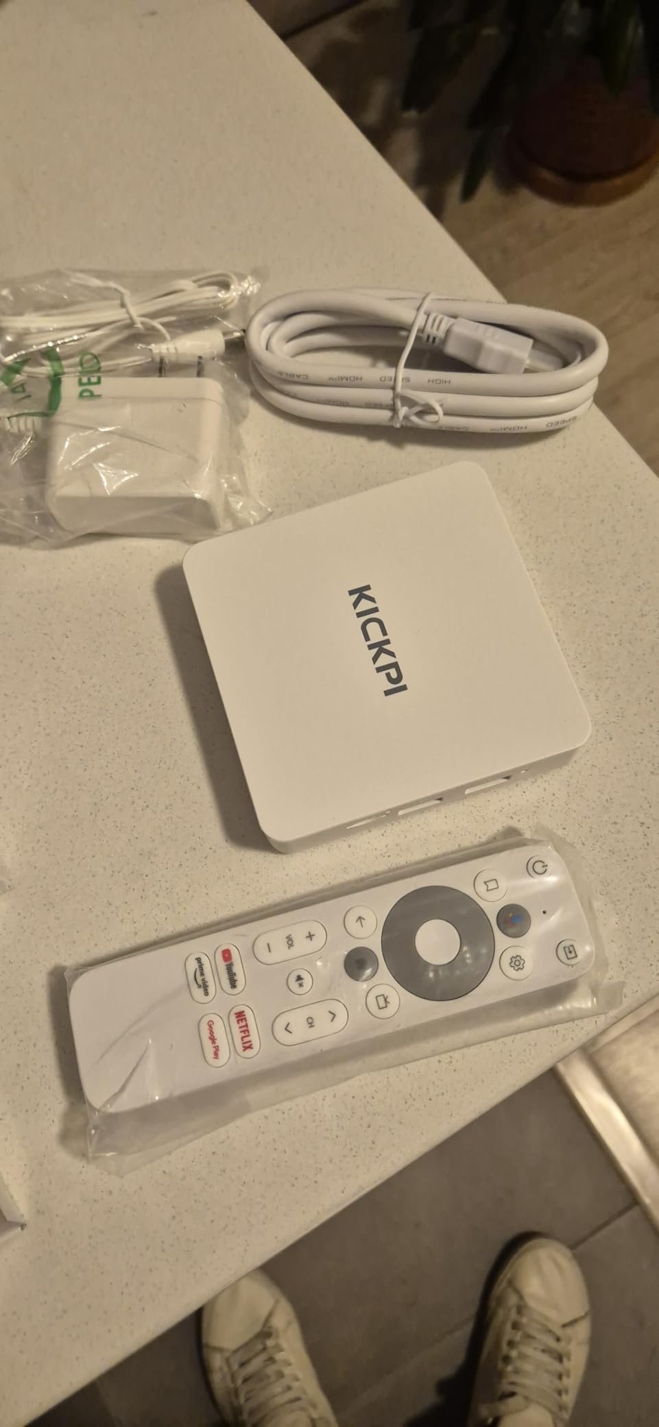KP1 Android TV Box Google Certified 4K Streaming Device 2GB RAM 16GB ROM with Voice Search, Chromecast Built-in Dolby Audio WiFi5 Bluetooth 5.0, Smart Home Entertainment (White) customer photo 1