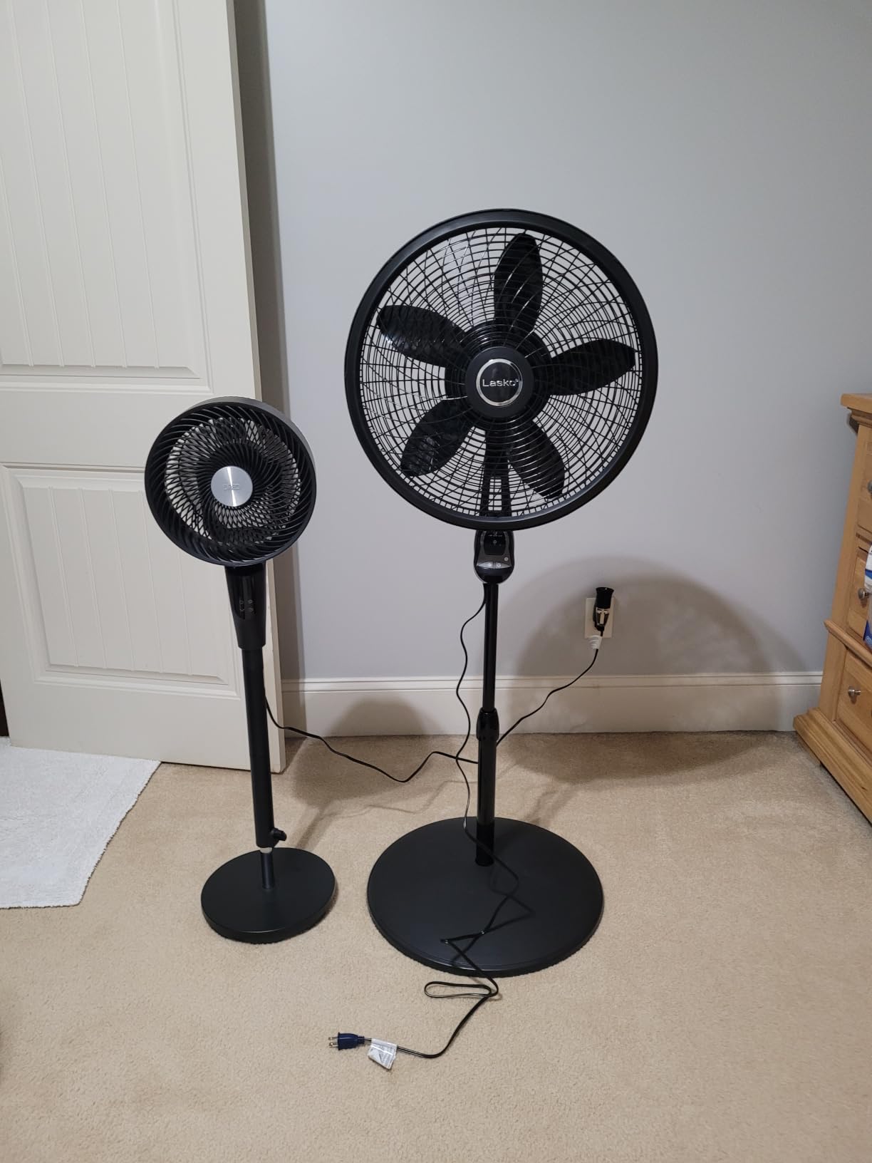 DREO Fan for Bedroom, 2026 Upgraded, 90ft Airflow, 20dB Quiet Fan, 90° Oscillating Standing Fan for Whole Room, DC Motor, 8+H Speeds, 3 Modes, 38-42'' Adjustable Height, 8H Timer, 105° Manual Vertical customer photo 1