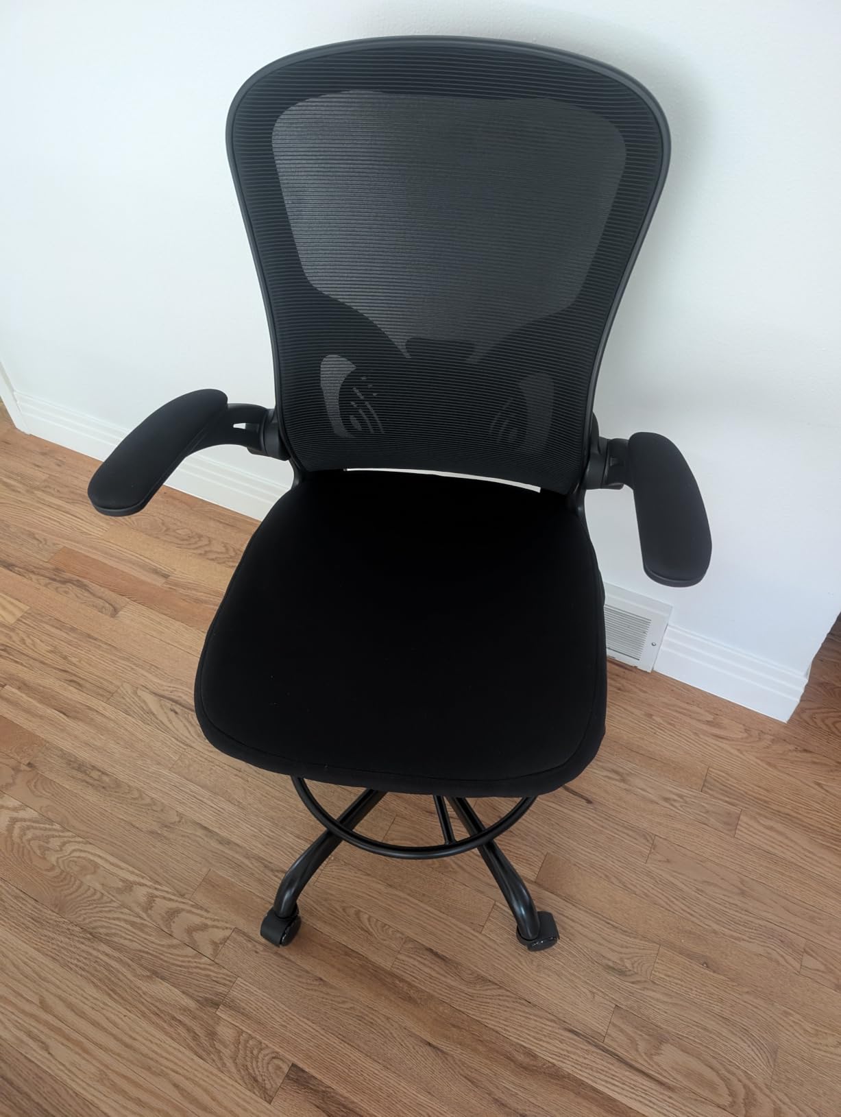 Ergonomic Tall Drafting Chair - Mesh Desk Chair with Flip-Up Arms, Adjustable Height, Lumbar Support, Adjustable Footrest Ring, Standing Desk, Breathable Backrest customer photo 2
