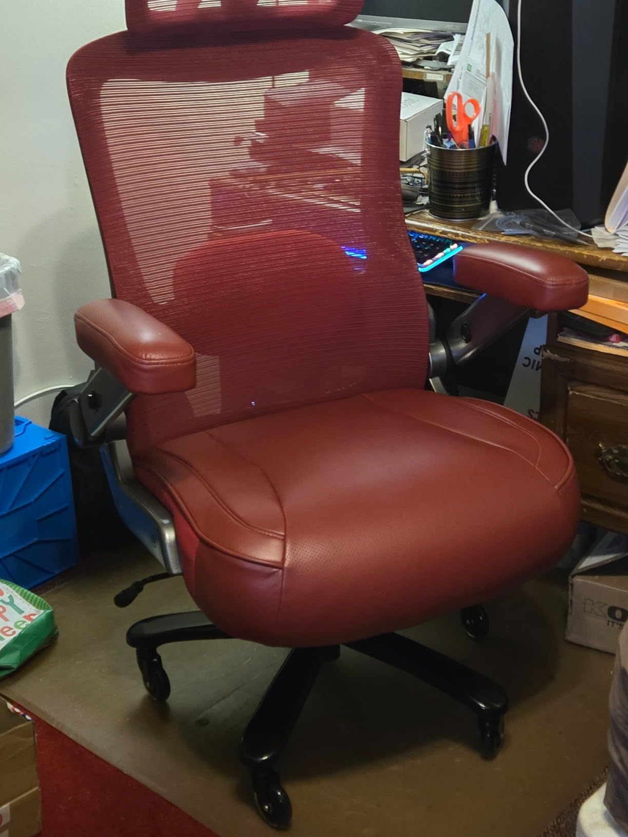 Big and Tall Office Chair 600lbs, Heavy Duty Executive Computer Desk Chair | 3D Flip Arms, Adjustable Headrest, Ergonomic Lumbar Support, Mesh High Back, Large Wheels Plus Size Chair for Adults customer photo 2
