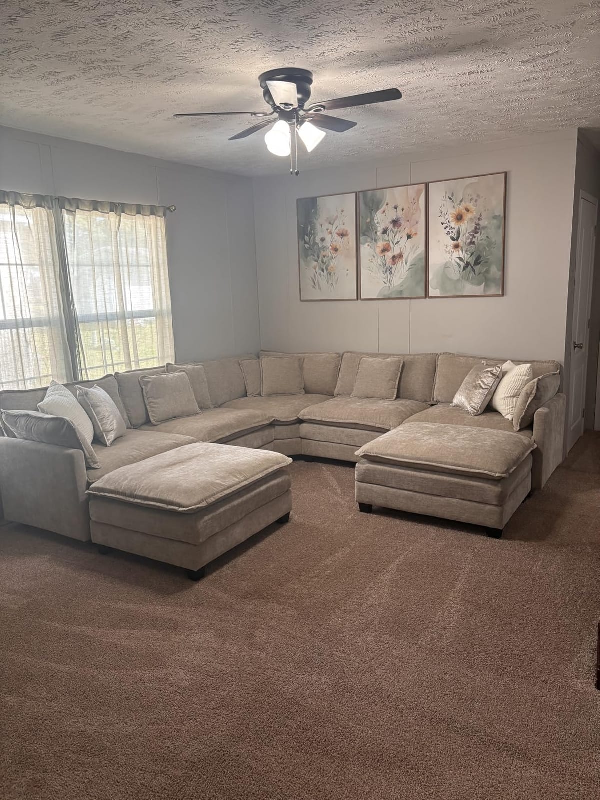 Oversized Modular Sectional Sofa, 7 Seater Deep Seat Cloud Couch Sectional | Chenille Corner Couch|7 Pillows|2 Movable Ottomans|For Spacious Living Room Reception Rooms, Large Families| Camel customer photo 1