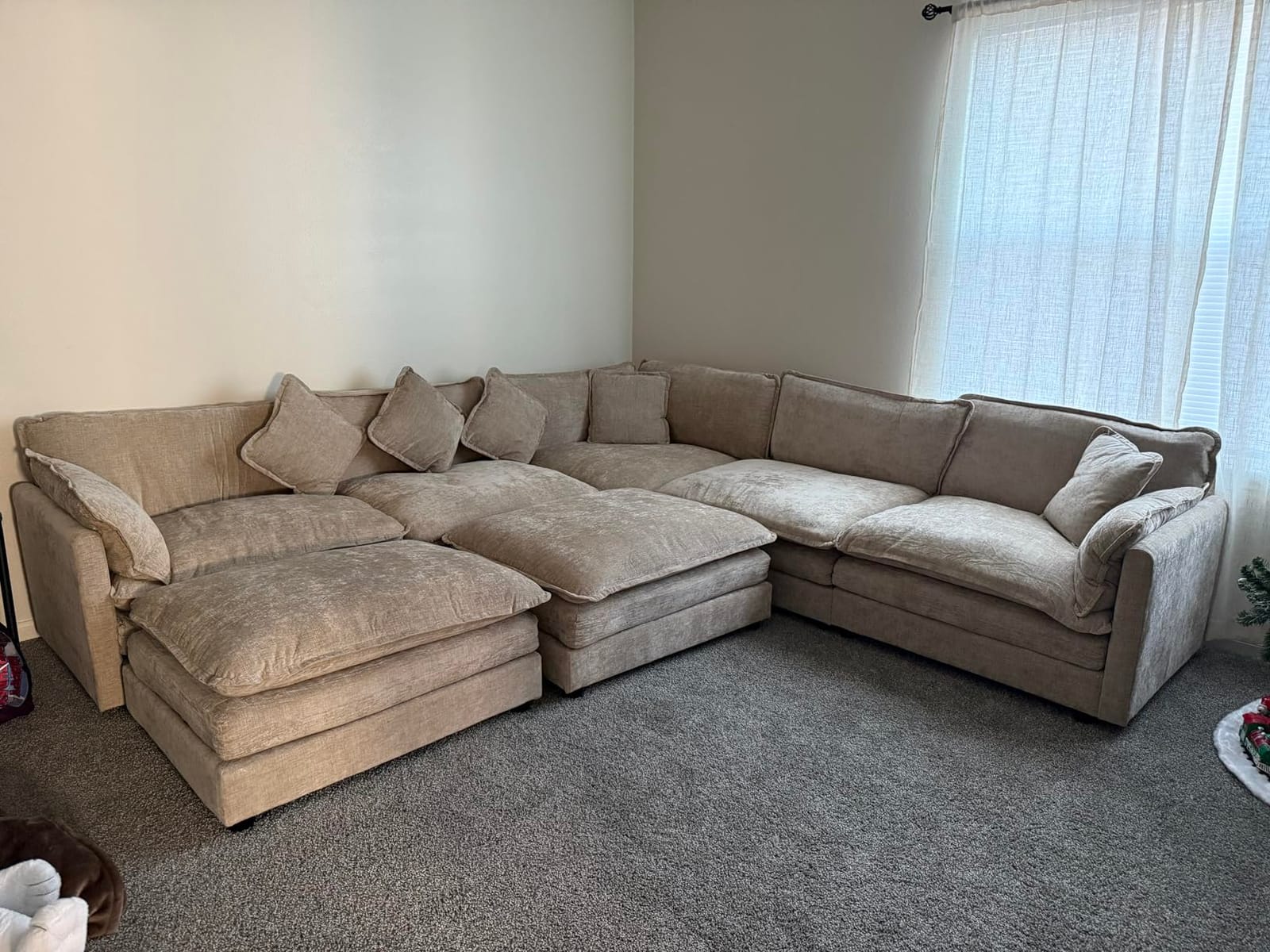 Oversized Modular Sectional Sofa, 7 Seater Deep Seat Cloud Couch Sectional | Chenille Corner Couch|7 Pillows|2 Movable Ottomans|For Spacious Living Room Reception Rooms, Large Families| Camel customer photo 2