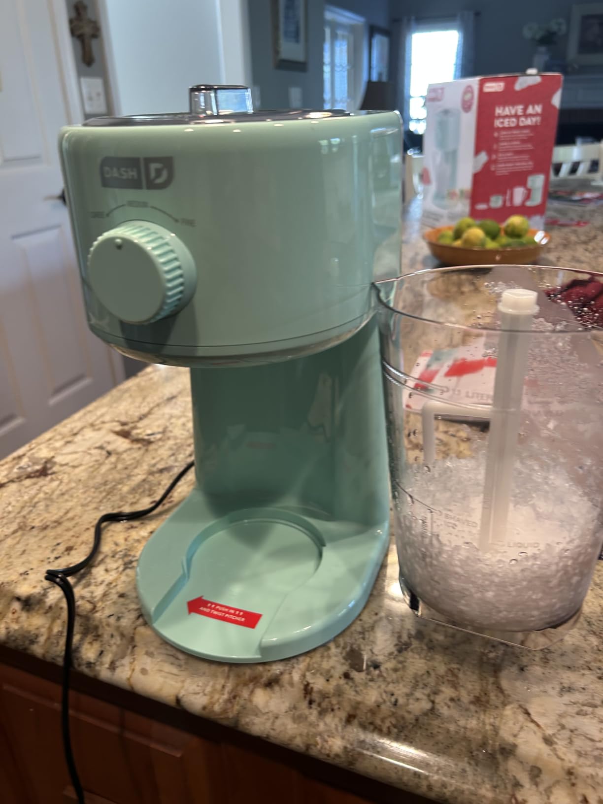 Dash Deluxe Shaved Ice & Slushy Maker - Easy-to-Use Slushy & Snow Cone Maker - Includes Serving Pitcher & Recipe Guide for Homemade Treats - Aqua customer photo 1