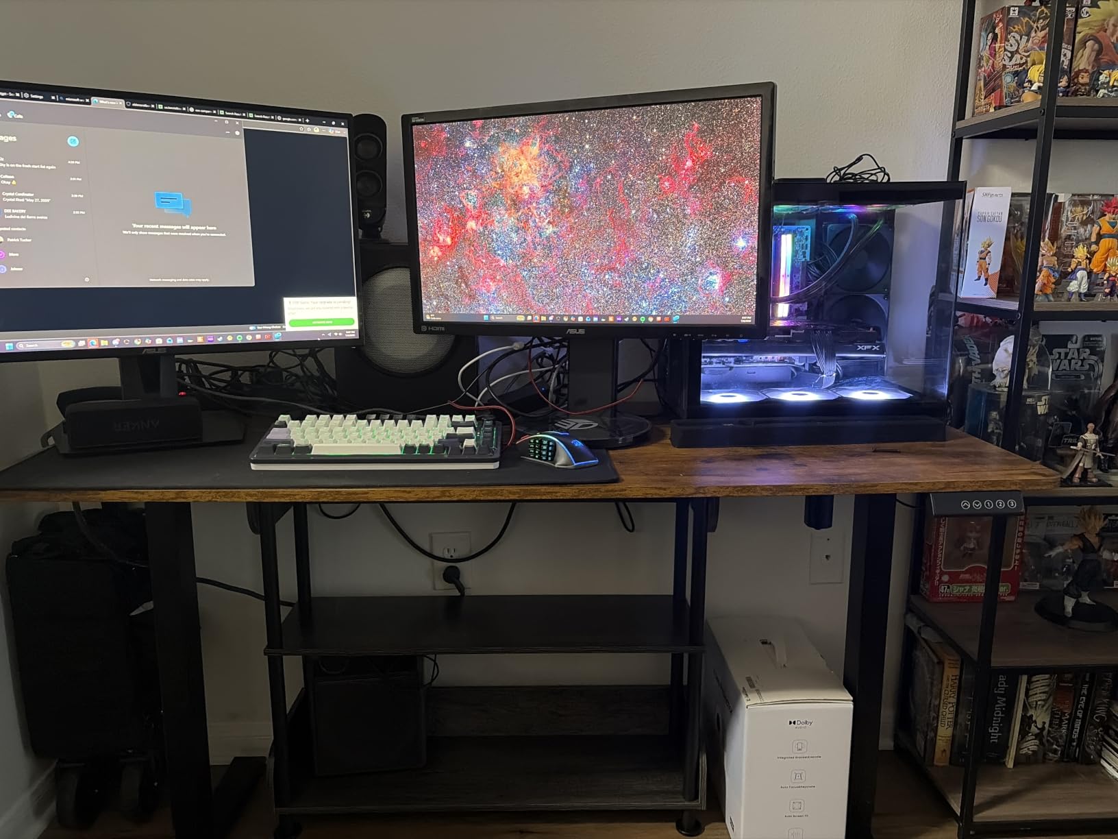 Veken 55 Inch Large Electric Standing Desk, Sit to Stand Up, Heights Adjustable, Work Home Office Computer Table for Study, Walking Pad, Writing, and Games, Wooden Desktop Desks, White customer photo 2