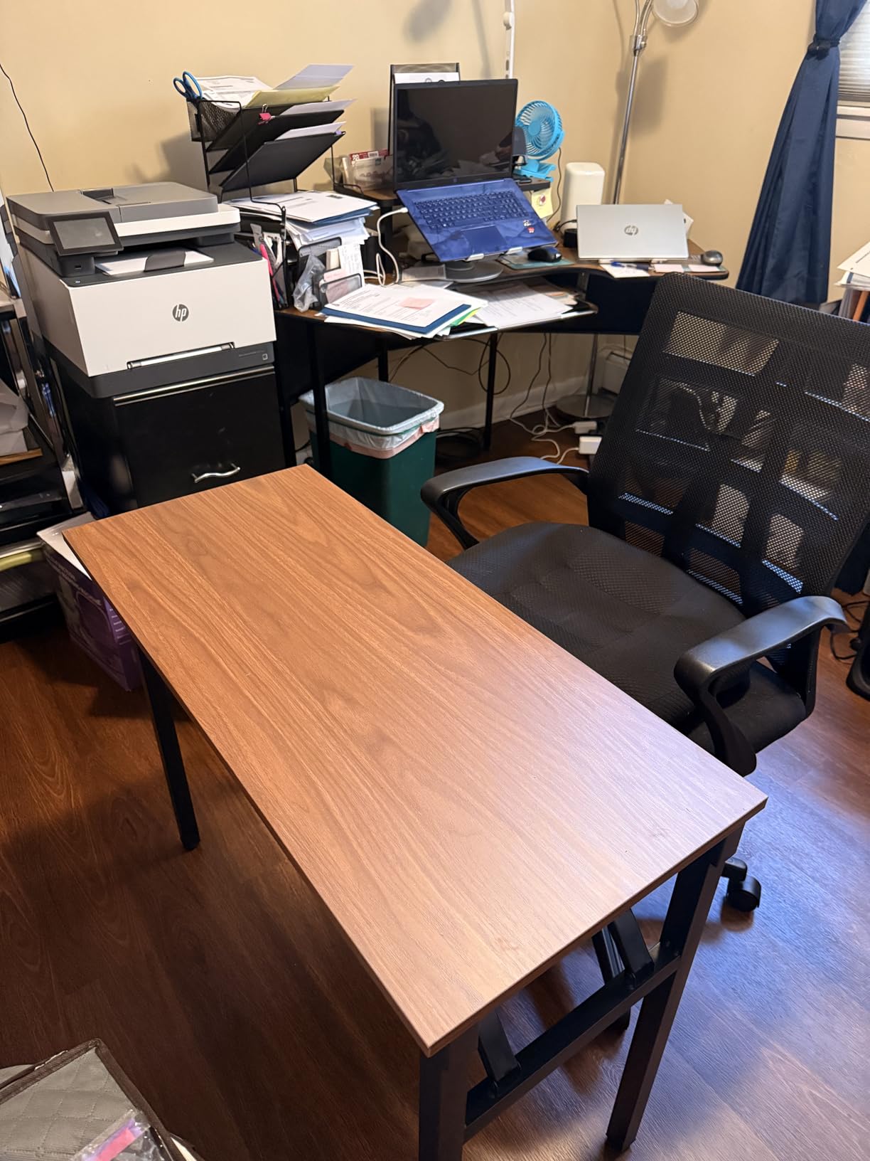 Small Folding Computer Desk - Portable 35.8 Inch Foldable Laptop Table, No-Assembly, Collapsible and Compact for Easy Storage, Lightweight for Small Spaces, Craft and Study Use, Dark Walnut customer photo 2