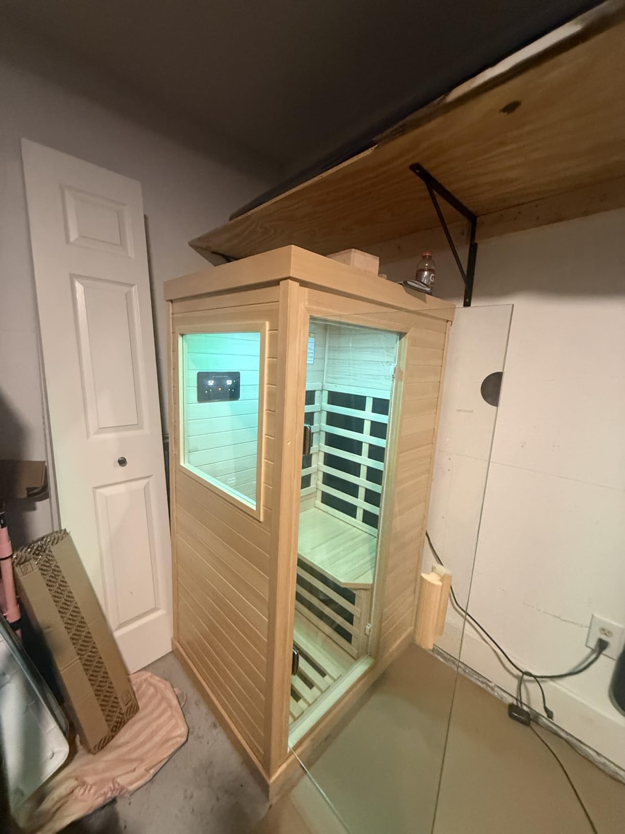 OUTEXER 2 Person Infrared Sauna Room Far Infrared Saunas Home Canadian Hemlock Indoor 2100W Low-EMF Dry Saunas with Oxygen Bar 7 Color Therapy 53.1 * 47.2 * 74.8inch customer photo 1