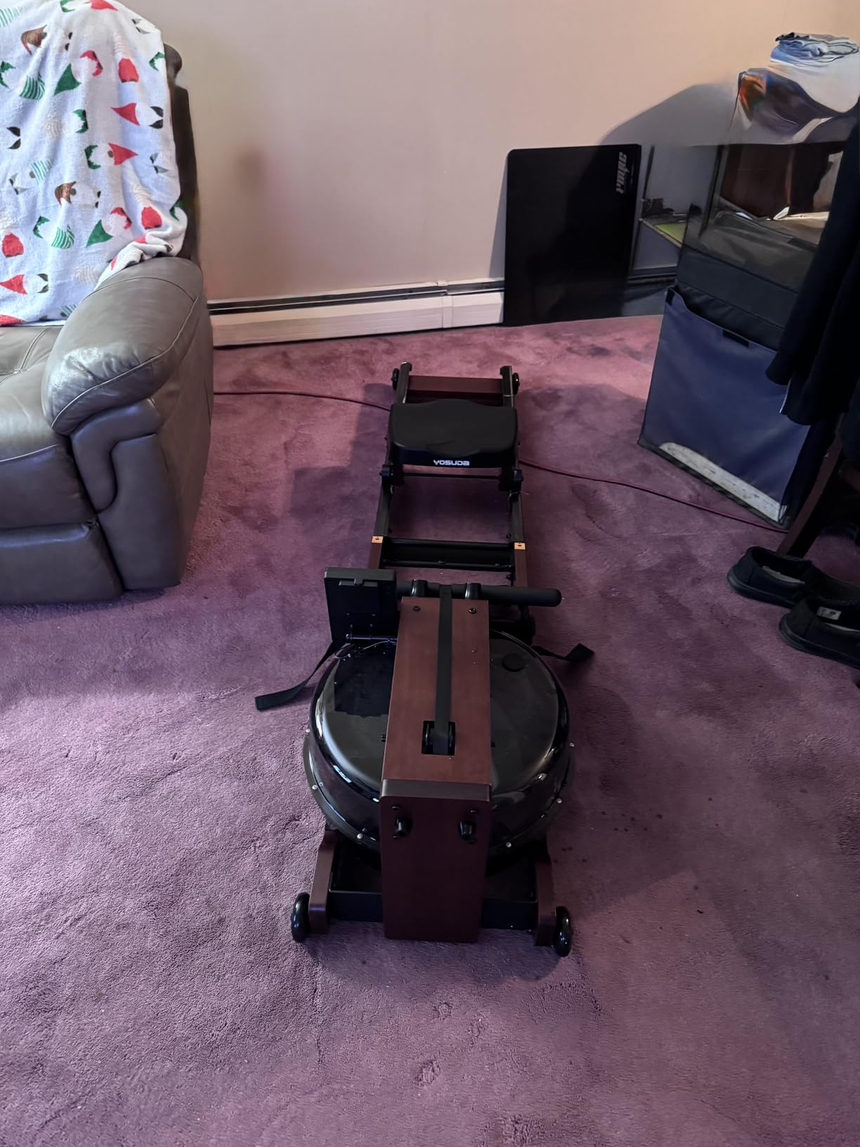 YOSUDA Water Rowing Machines for Home Use - Wooden Foldable Immersive Water Rower Machine 400LBS Weight Capacity with Dedicated Monitor & Bluetooth APP, Large Tank, Comfortable Seat customer photo 2