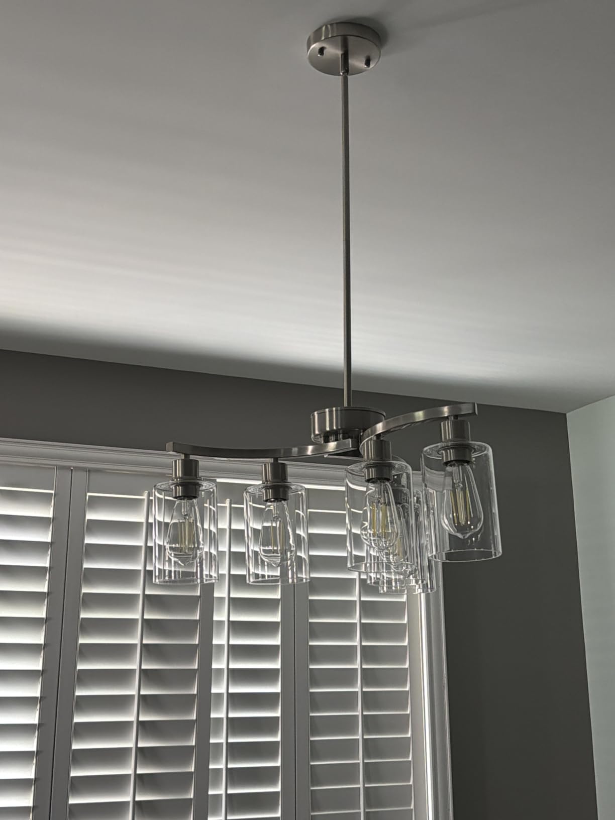 CNRATYE 3-Light Brushed Nickel Pendant Lighting for Kitchen Island, Hanging Dining Room Light Fixtures Over Table, Industrial Chandelier for Entryway Hallway Foyer Bedroom, Clear Glass Shade customer photo 1