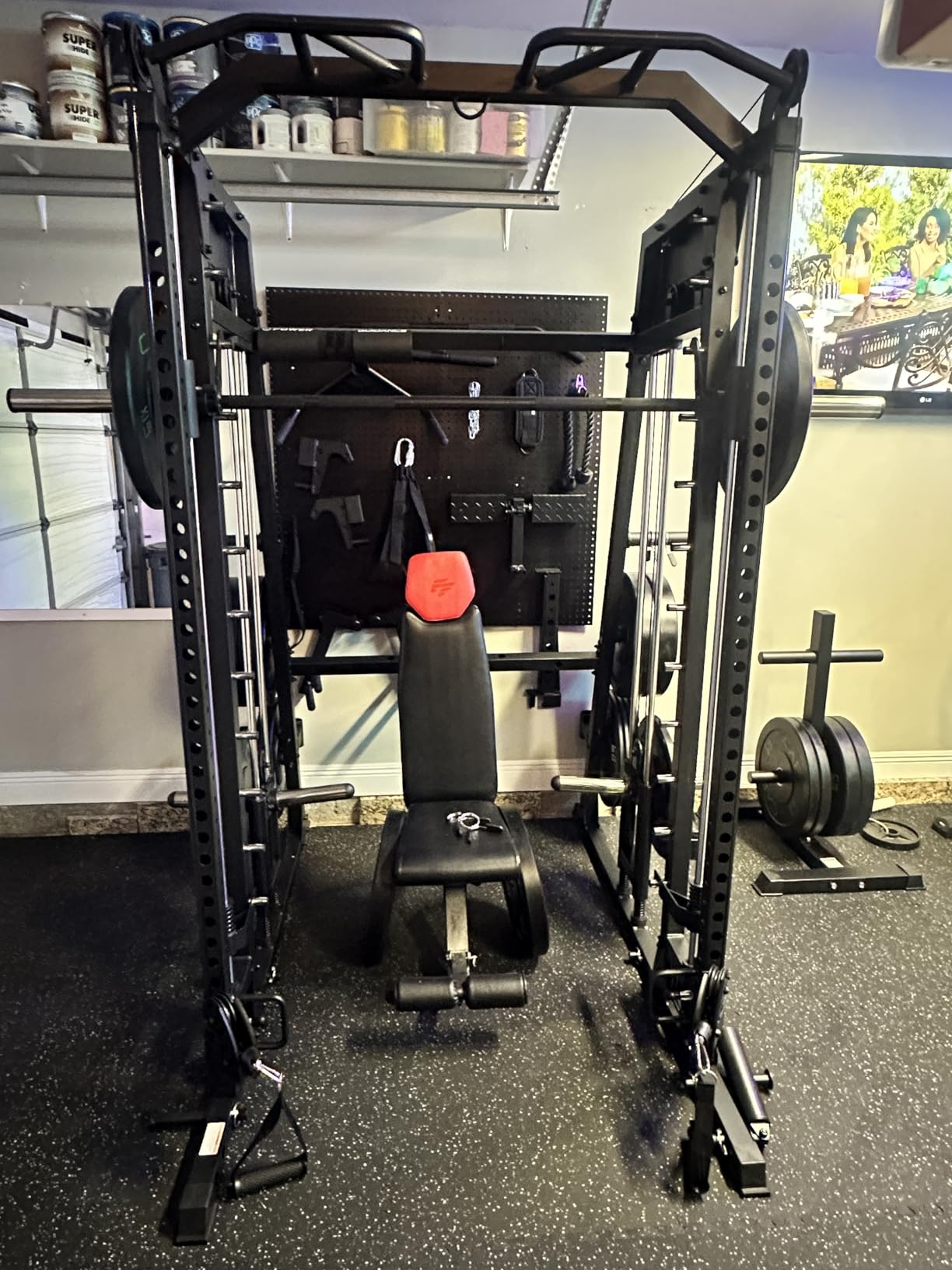M4 2.0 Smith Machine, 2200lbs Squat Rack with LAT-Pull Down System & Cable Crossover Machine, Training Equipment with Leg Hold-Down Attachment customer photo 1
