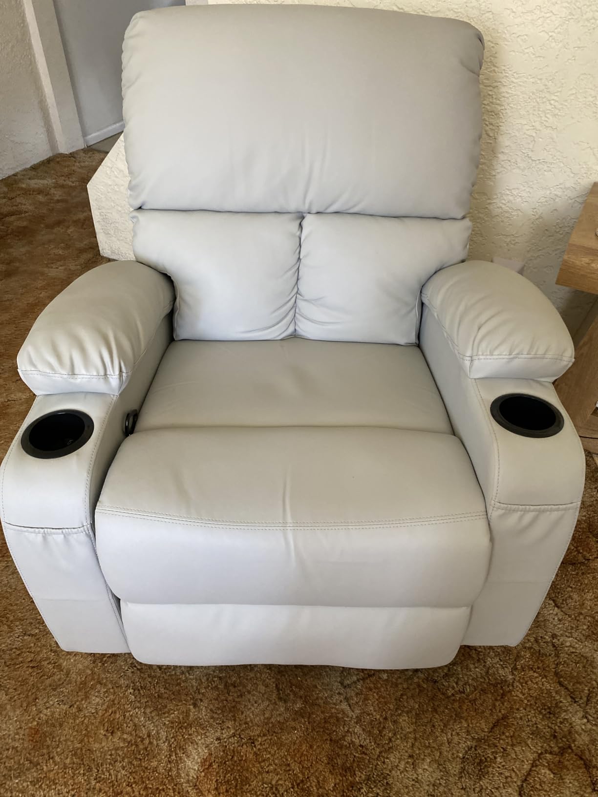 LAFWELL Rocking Recliner Chair, Massage Rocker Recliner Chair with Vibration Massage and Heat, USB and Type-C Ports, 360 Swivel Faux Leather Chairs, Living Room, Bedroom, Nursery, RV, Black customer photo 1
