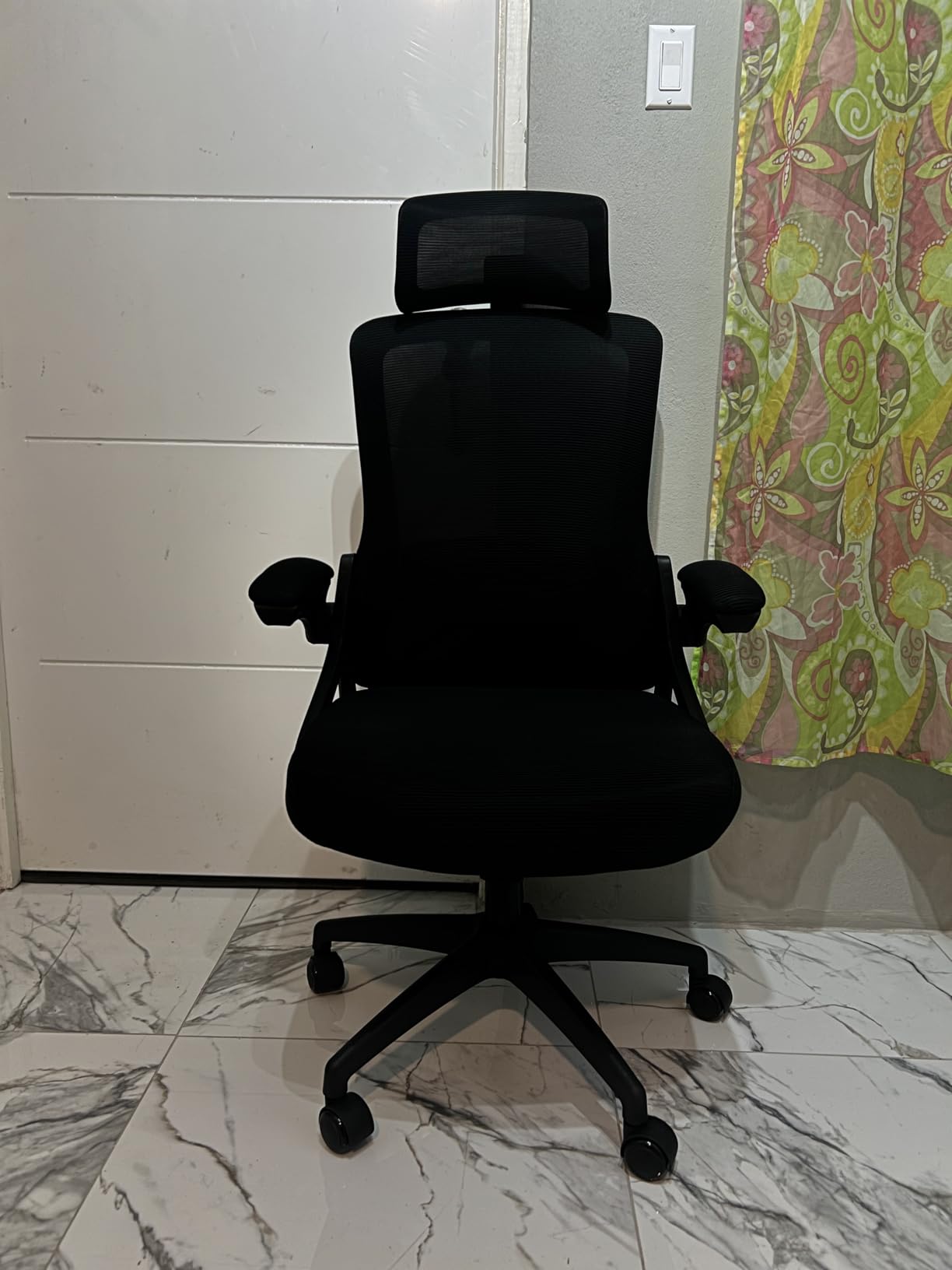 Fizzin Office Chair Mesh Computer Chairs with Adjustable Lumbar Support | Ergonomic Office Chair, Home Office Desk Chairs with Thickened Cushion and Headrest, Comfy Gaming Chair (Black) customer photo 1