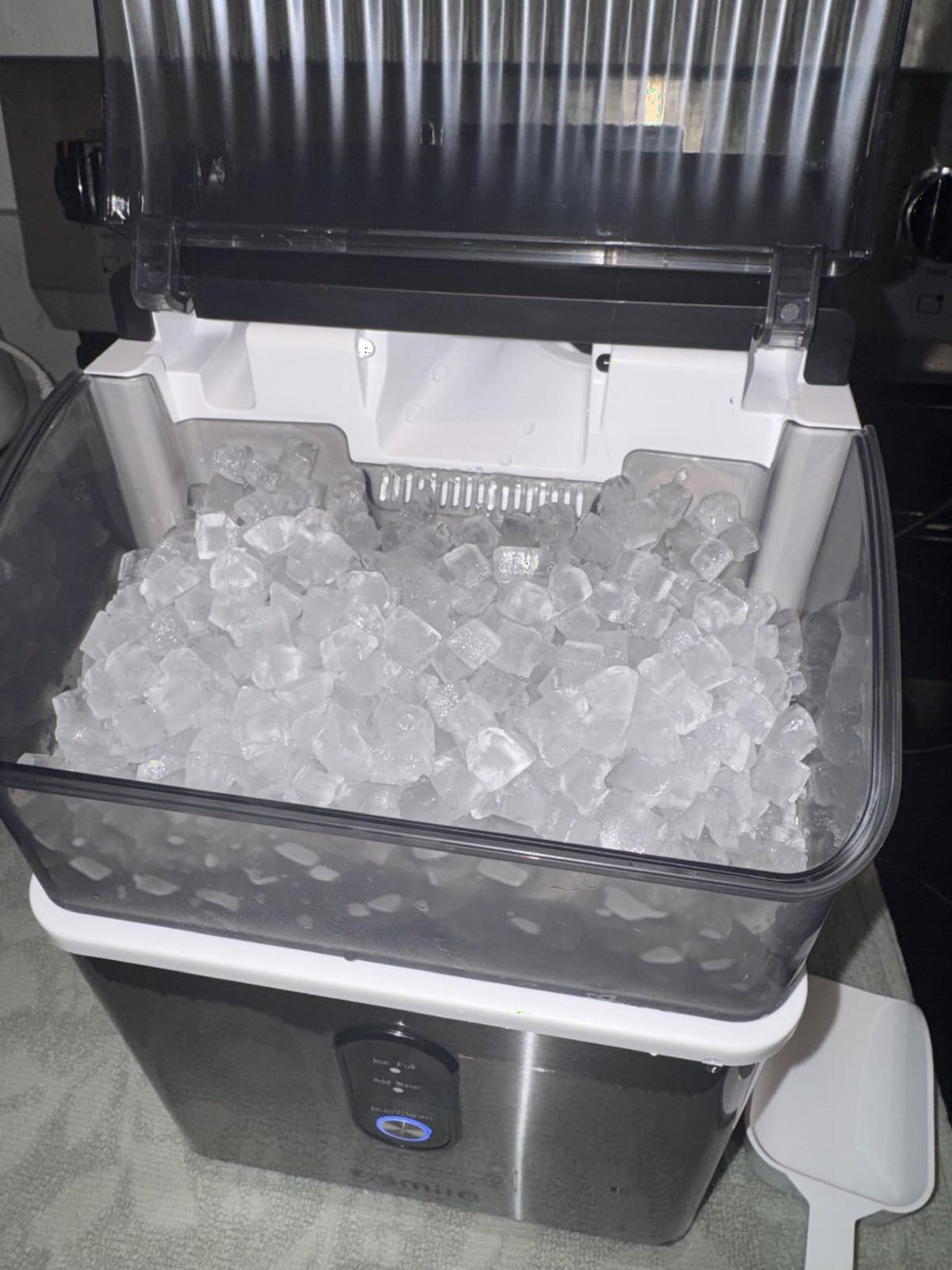 Kismile Nugget Ice Maker Countertop, Portable Ice Machine with Crushed Ice, 35lbs/Day, Self-Cleaning, One-Click Operation for Home Use (Silver) customer photo 2