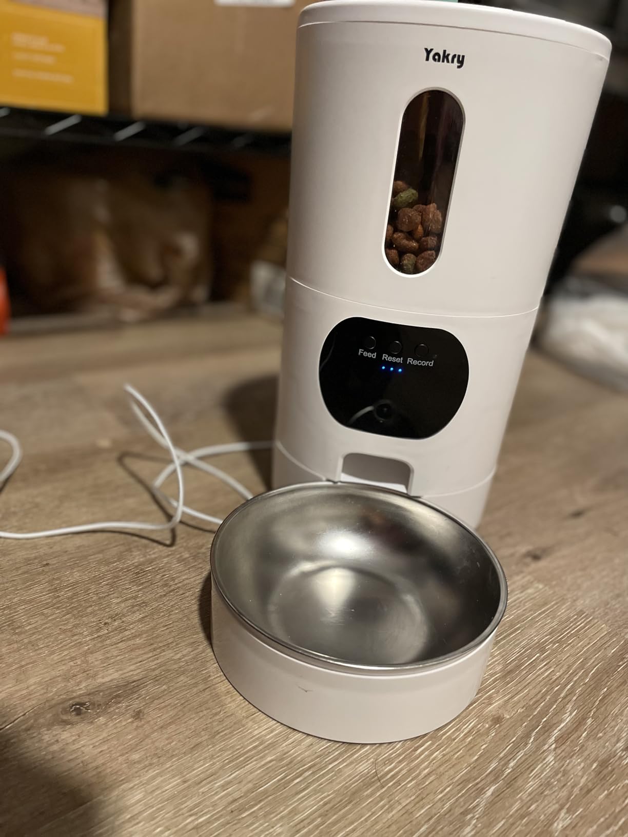 Automatic Dog Feeder Large Breed with Camera - 12L/50 Cups Anti-Clog Dog Food Dispenser for Kibble up to 20mm/0.78 in - WiFi App Scheduling & HD 1080P Camera for Remote Mealtime Check-Ins by Yakry customer photo 1