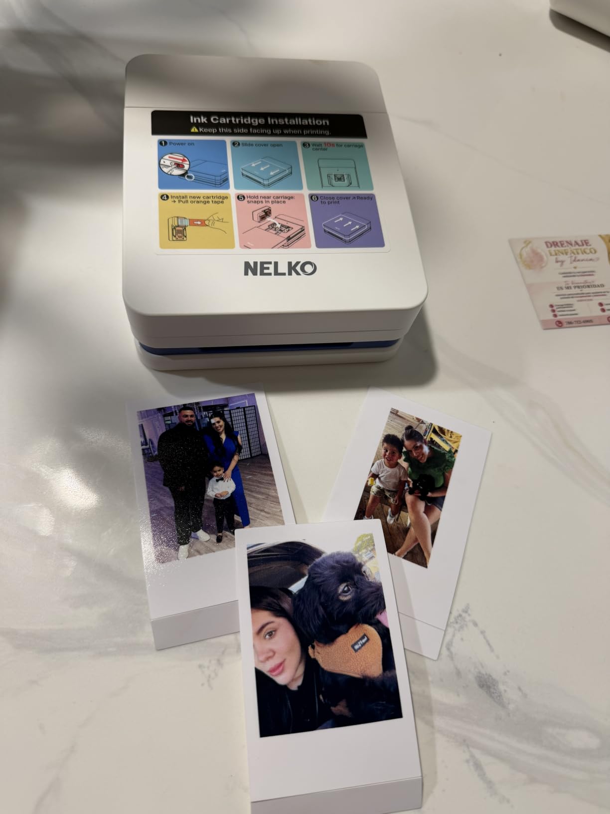 Nelko Photo Printer, 2x3 Portable Wireless Smartphone Printer, PP01 Mini Color Instant Inkjet Printer, Sticky-Back Photos, Bluetooth Compatible with iOS & Android, App Editing, White customer photo 1