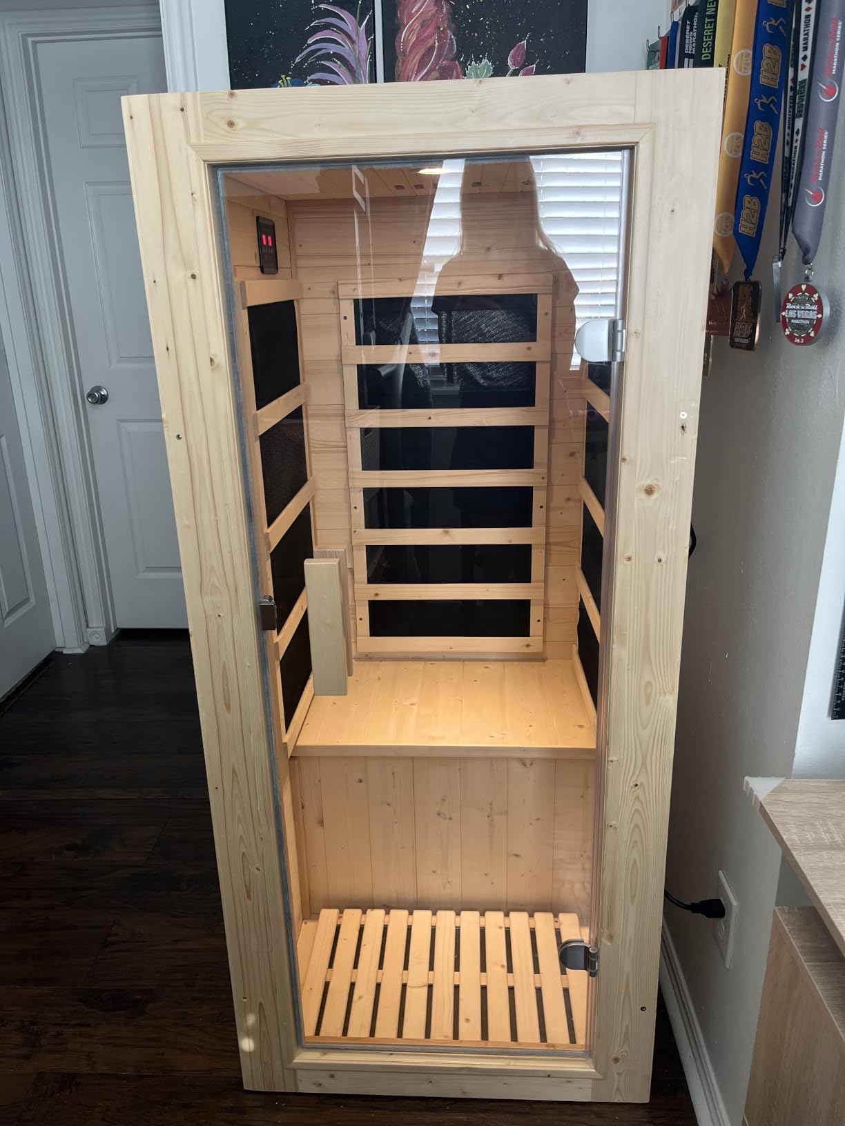 Albott 4 Person Infrared Sauna with 7-Color Light Therapy, Low EMF 2145W | Infrared Saunas for Home, Canadian Hemlock Wood Dry Sauna with 10 Carbon Panels, Ambient Light Strips & Bluetooth, 110V/20A customer photo 1