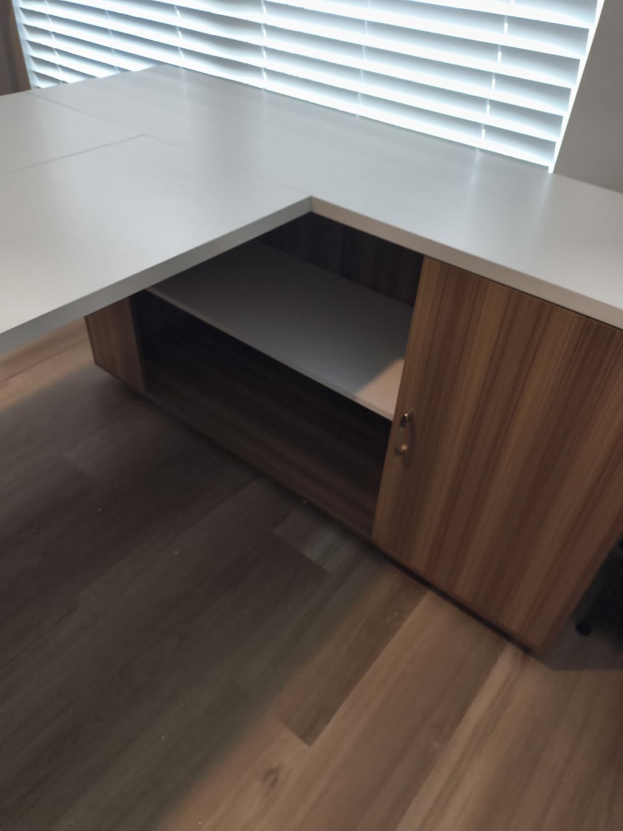 Tribesigns 85.8-Inch L-Shaped Executive Office Desk with File Drawers & Storage Cabinet, Professional Corner Computer Desk Extra Large Business Workstation with Adjustable Shelves (Gray&Black) customer photo 1
