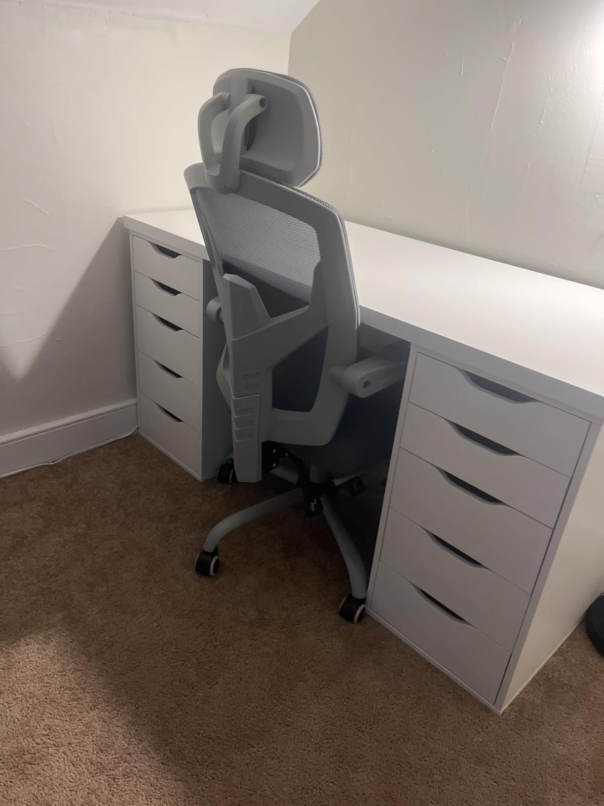 Sweetcrispy Ergonomic Office Chair, Computer Desk Chair with Lumbar Support | Adjustable Footrest, High-Back Mesh, 360° Rolling Swivel Work, Comfy Arms for Home Bedroom, Light Grey customer photo 2