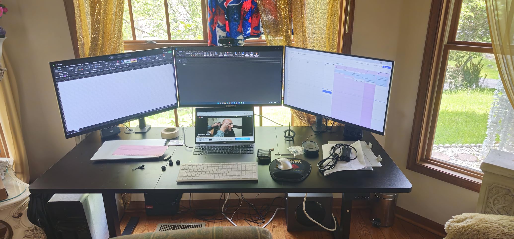 Electric Standing Desk Adjustable - 60x28 Inch Sit Stand Desk with 1 Inch Thick Tabletop, Double Beam Frame, 3 Memory Height Adjustment, Cable Management for Home Office customer photo 1