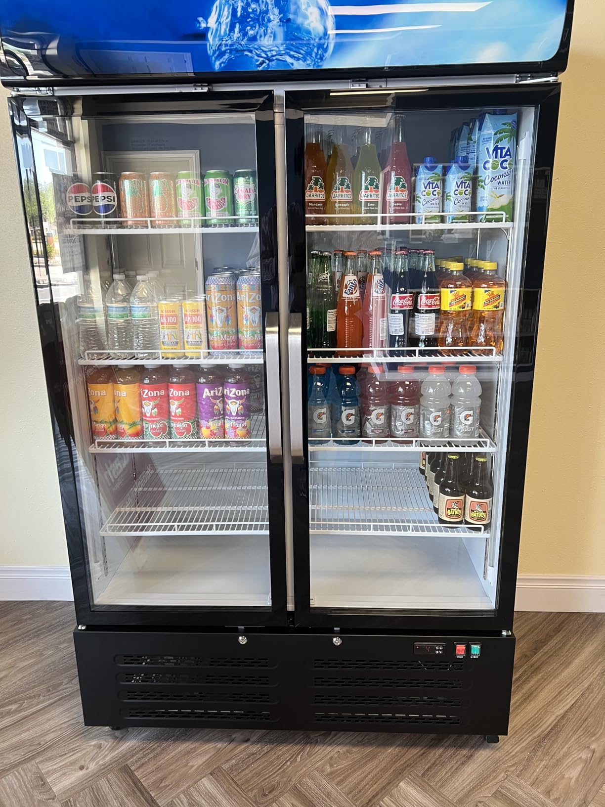 ETL & DOE Certified Commercial Beverage Refrigerator, Commercial Display Fridge with Glass Door, Upright Merchandiser Refrigerator Cooler with Front LED Light for Stores, Restaurant, Office customer photo 2