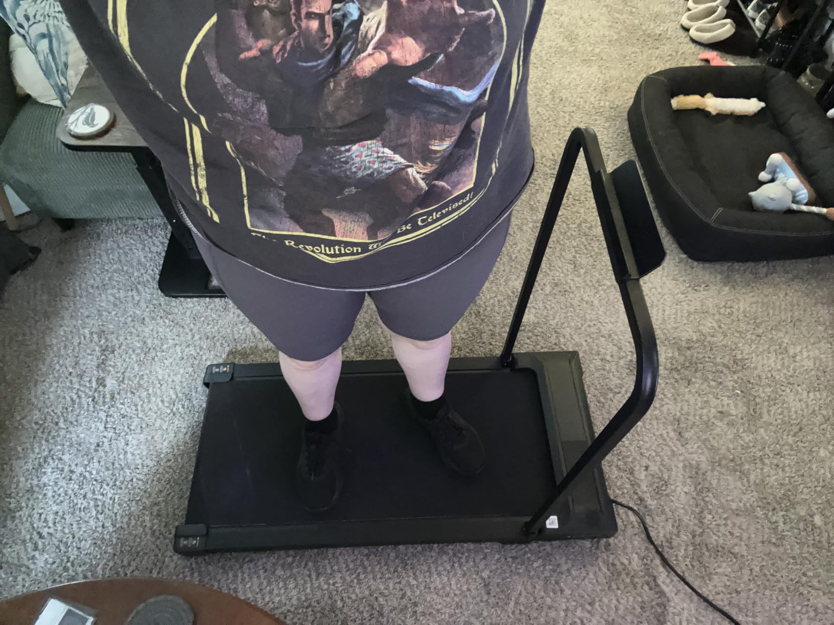 Walking Pad Treadmill for Home - Folding Treadmills with Handle Bar Portable Compact Fold up Indoor Foldable Handles Electric Walk Pads Small Spaces Mini Running Quiet Under Bed Office customer photo 2