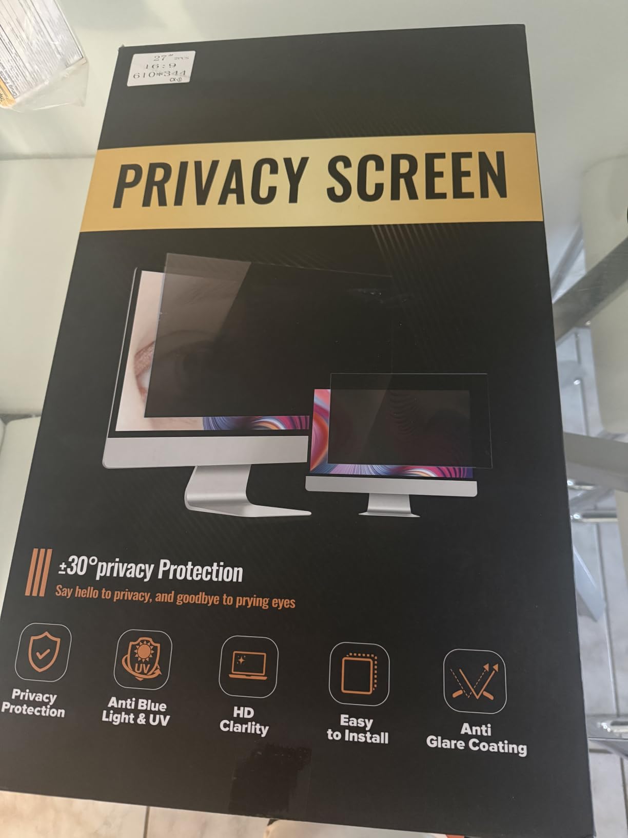 2Pack Magnetic 24 Inch Privacy Screen for Computer Monitor 16:9 Aspect Ratio, Hanging Removable Anti-Blue/Glare Protector Film, Anti Spy Desktop Security Private Filter 24in customer photo 1