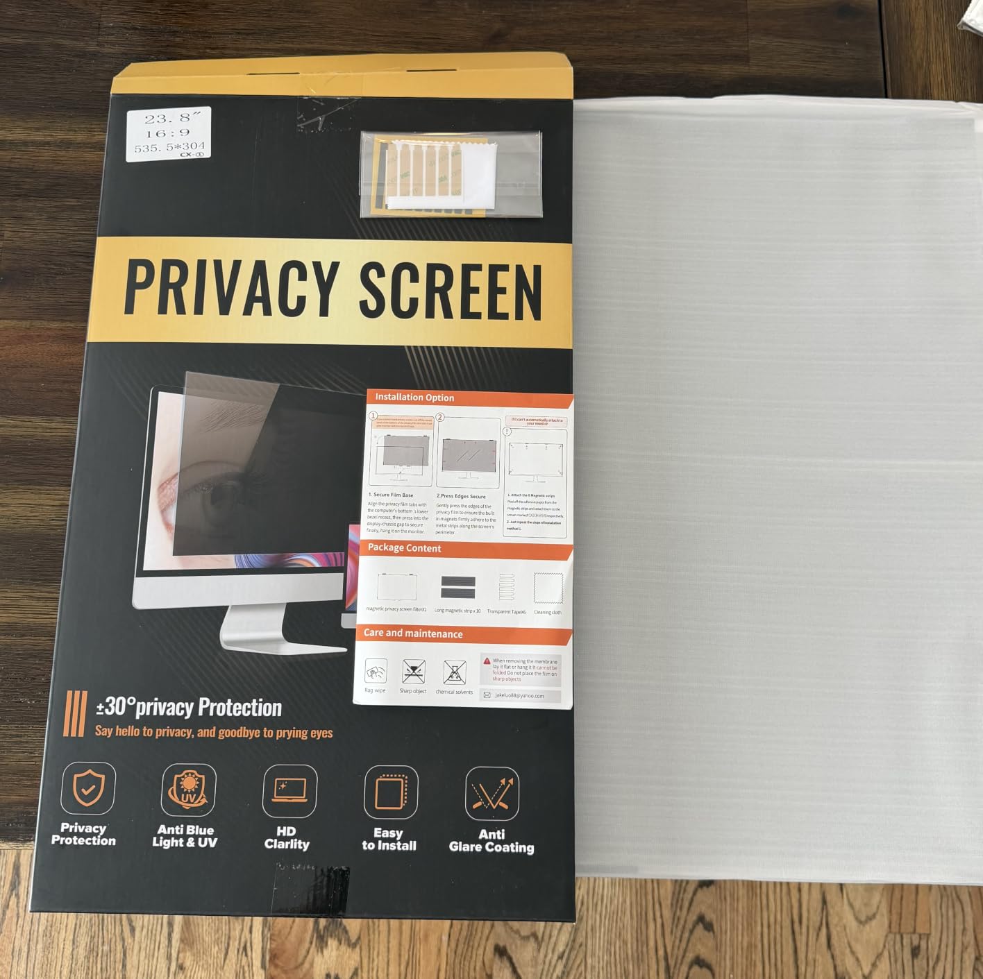 2Pack Magnetic 24 Inch Privacy Screen for Computer Monitor 16:9 Aspect Ratio, Hanging Removable Anti-Blue/Glare Protector Film, Anti Spy Desktop Security Private Filter 24in customer photo 2