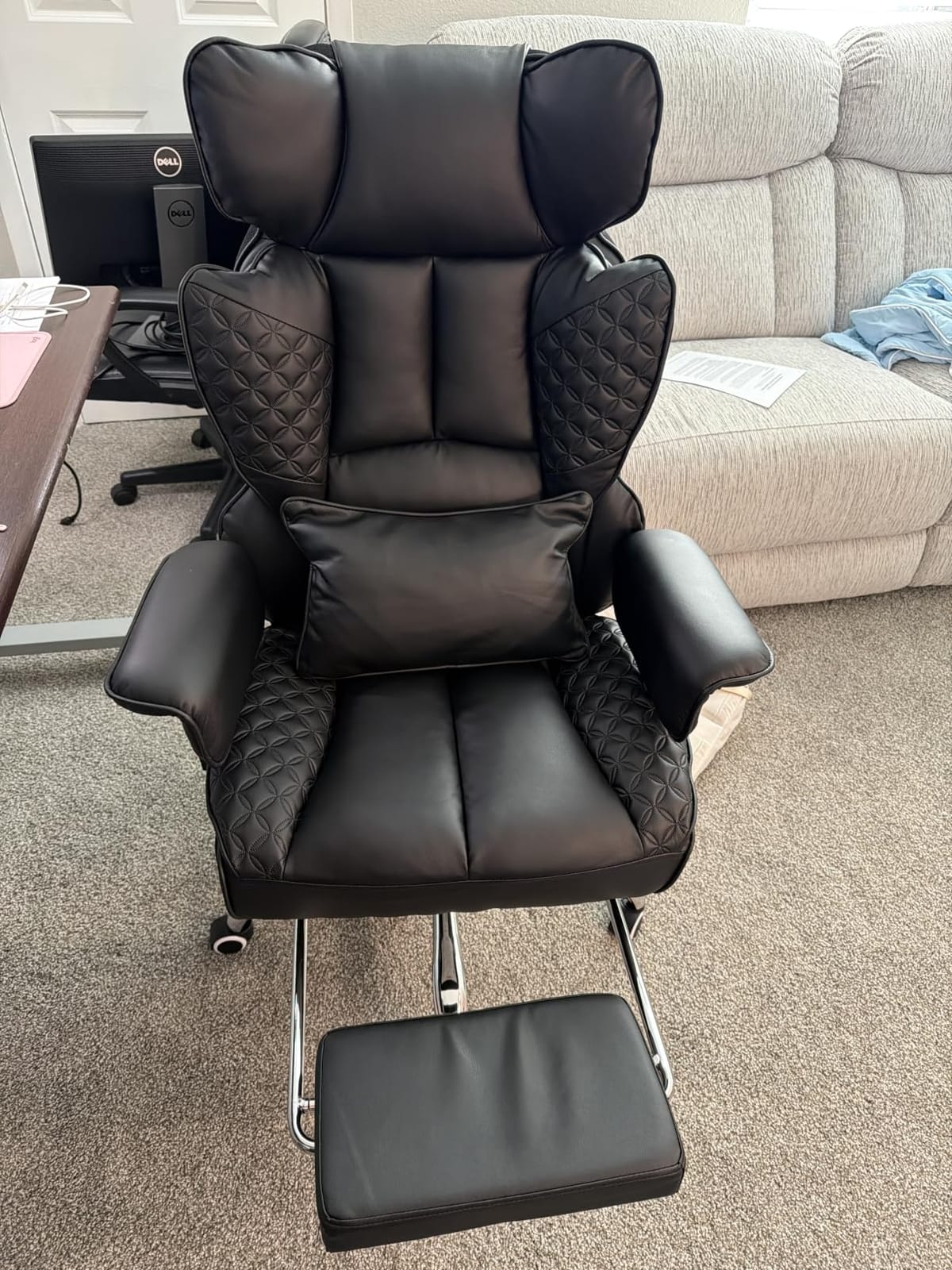 GTPLAYER Big and Tall Gaming Chair 400lbs Heavy Duty Office Chair with Footrest, High Back Pocket Spring Lumbar Support, Ergonomic Wide Comfy Seated Cushion for Lower Back Pain Relief, Earth-Black customer photo 1