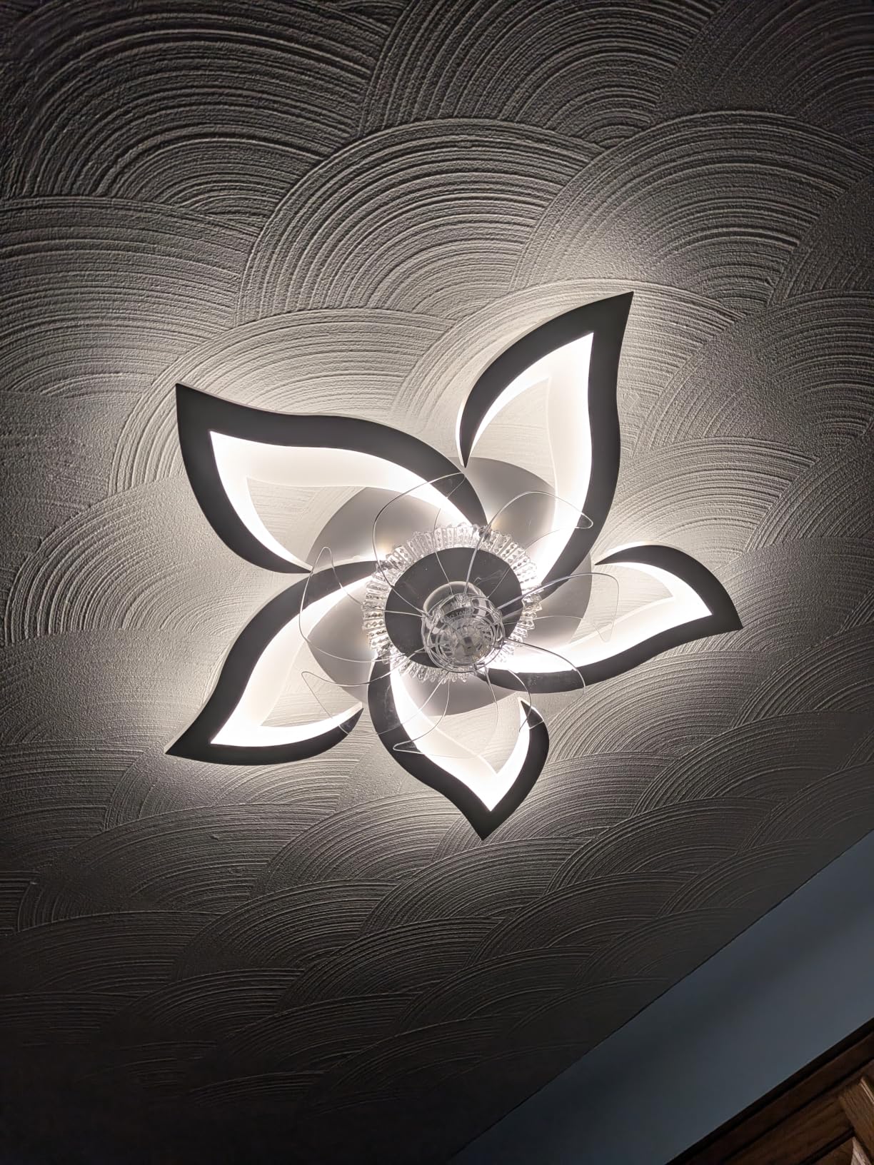 LEDIARY Flower Fandalier Ceiling Fan with Light, Modern Low Profile Small | 27 Inch Flush Mount, 3000-6000K Dimmable LED, Remote&App Control, Quiet DC Motor, for Bedroom, Living Room, Indoor, White customer photo 1